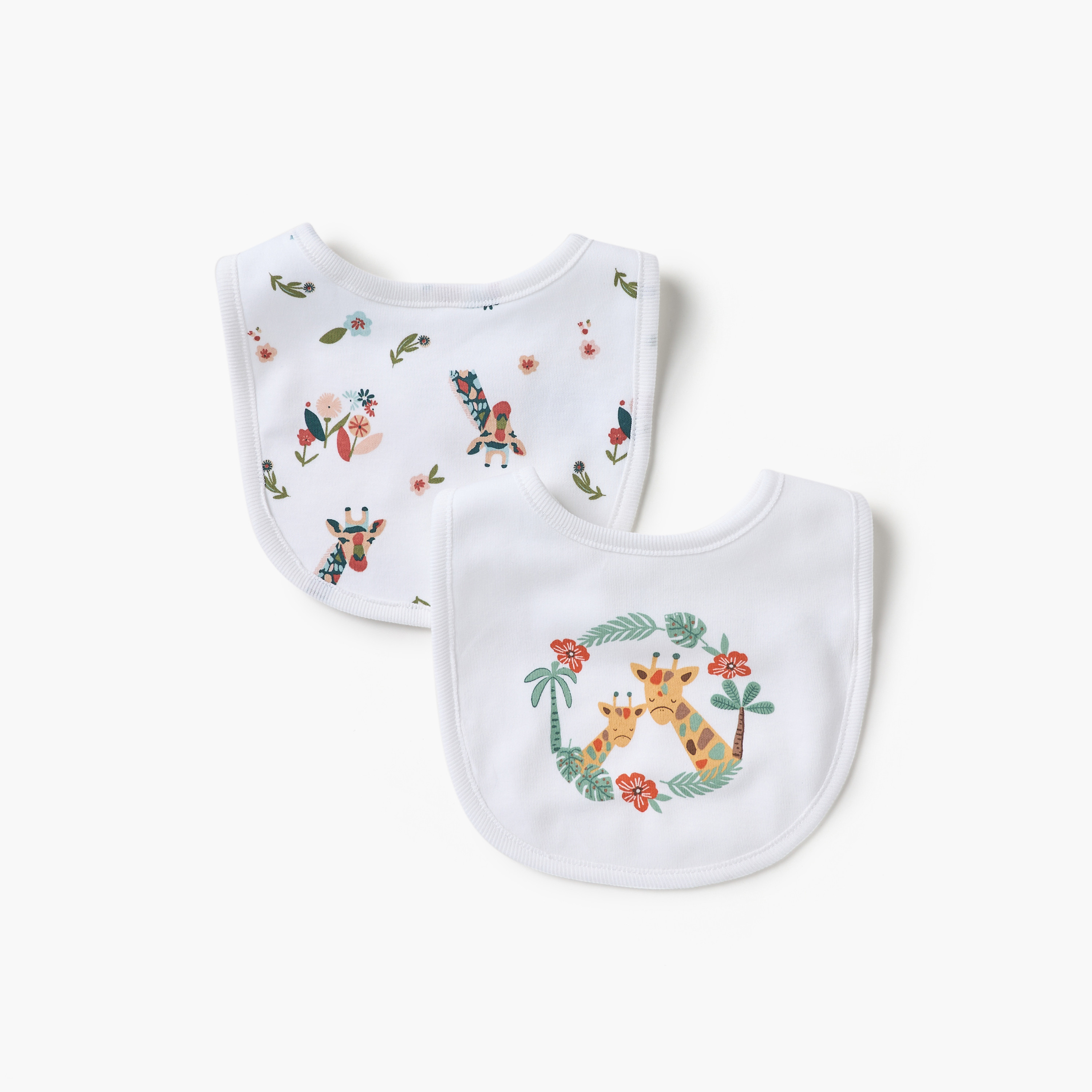 مريلة بطبعات زرافة وزر إغلاق كبس قطعتين من جونيورز-baby-feeding-bibs-image-1