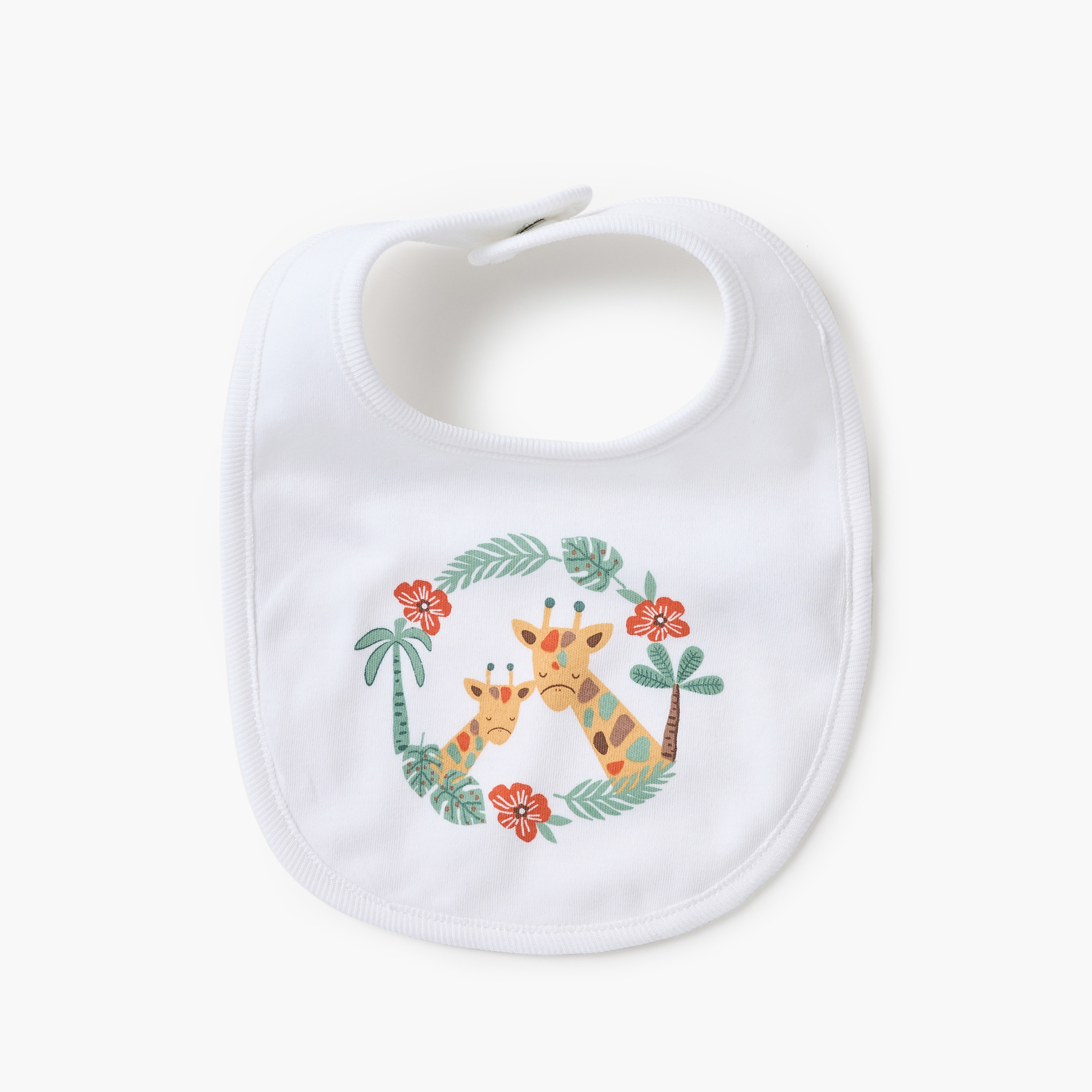 مريلة بطبعات زرافة وزر إغلاق كبس قطعتين من جونيورز-baby-feeding-bibs-image-3
