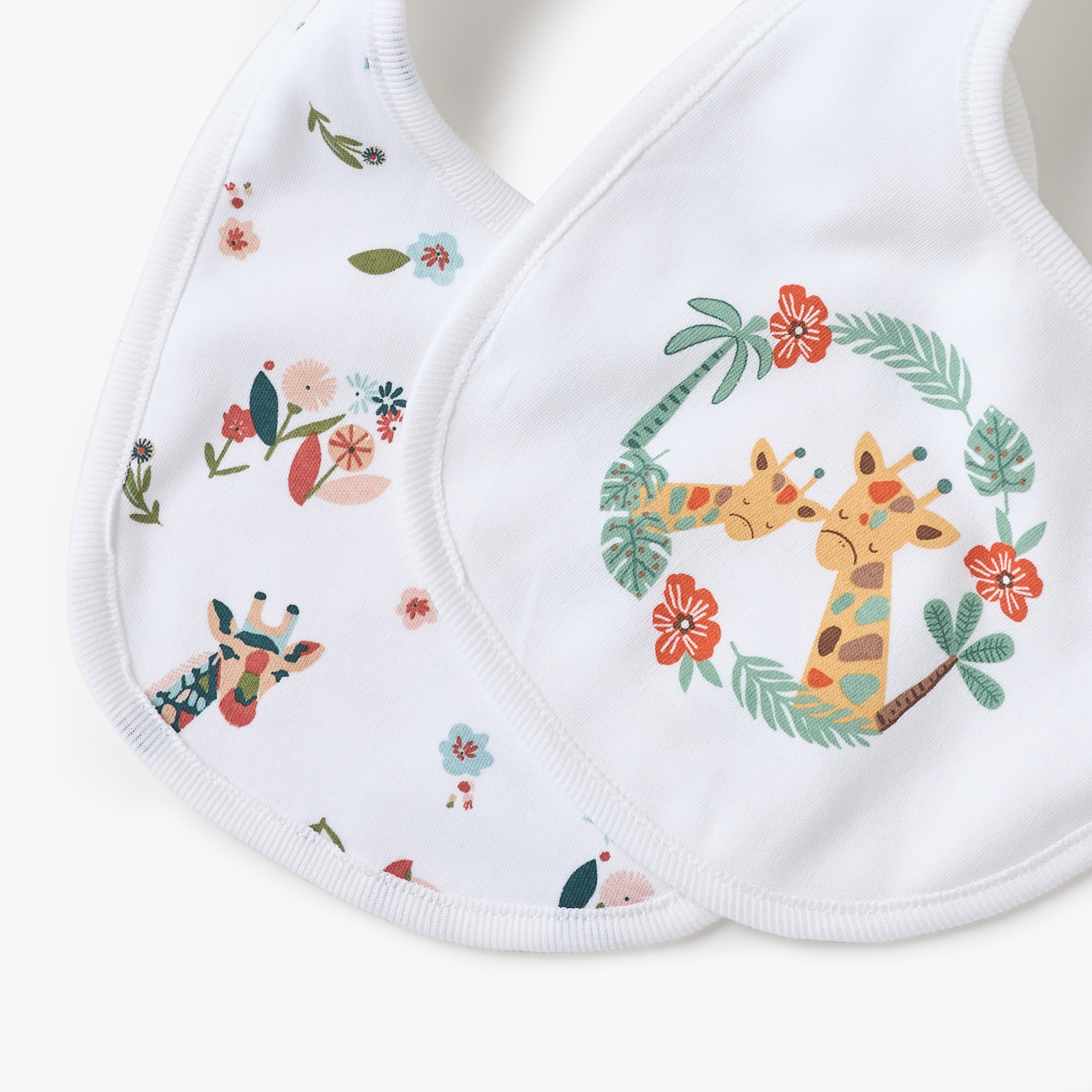 مريلة بطبعات زرافة وزر إغلاق كبس قطعتين من جونيورز-baby-feeding-bibs-image-4