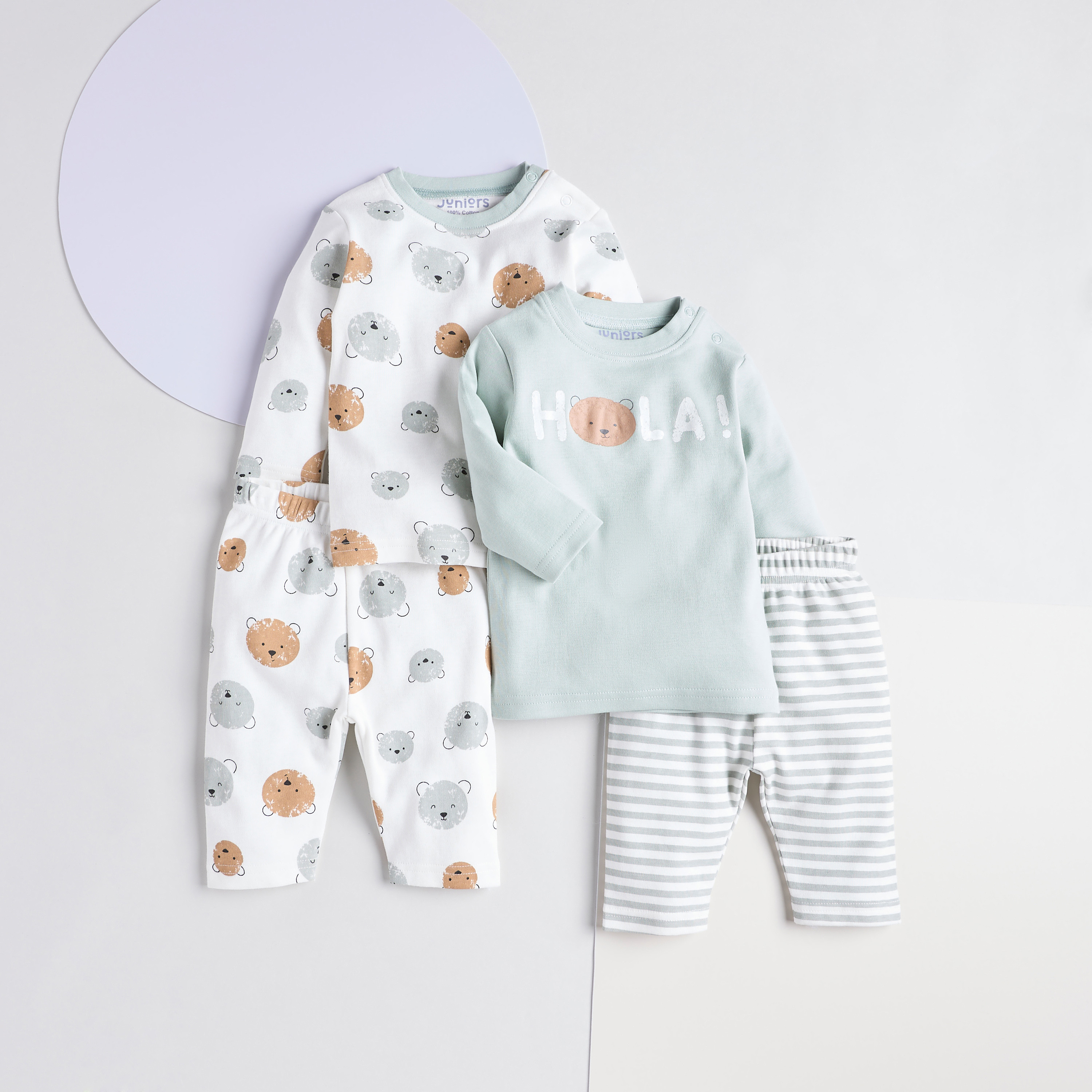 بنطلون بيجاما وتيشيرت بأكمام طويلة وطبعات من جونيورز - مجموعة من 2 أطقم-baby-boys-clothing-nightwear-pyjamasets-image-1