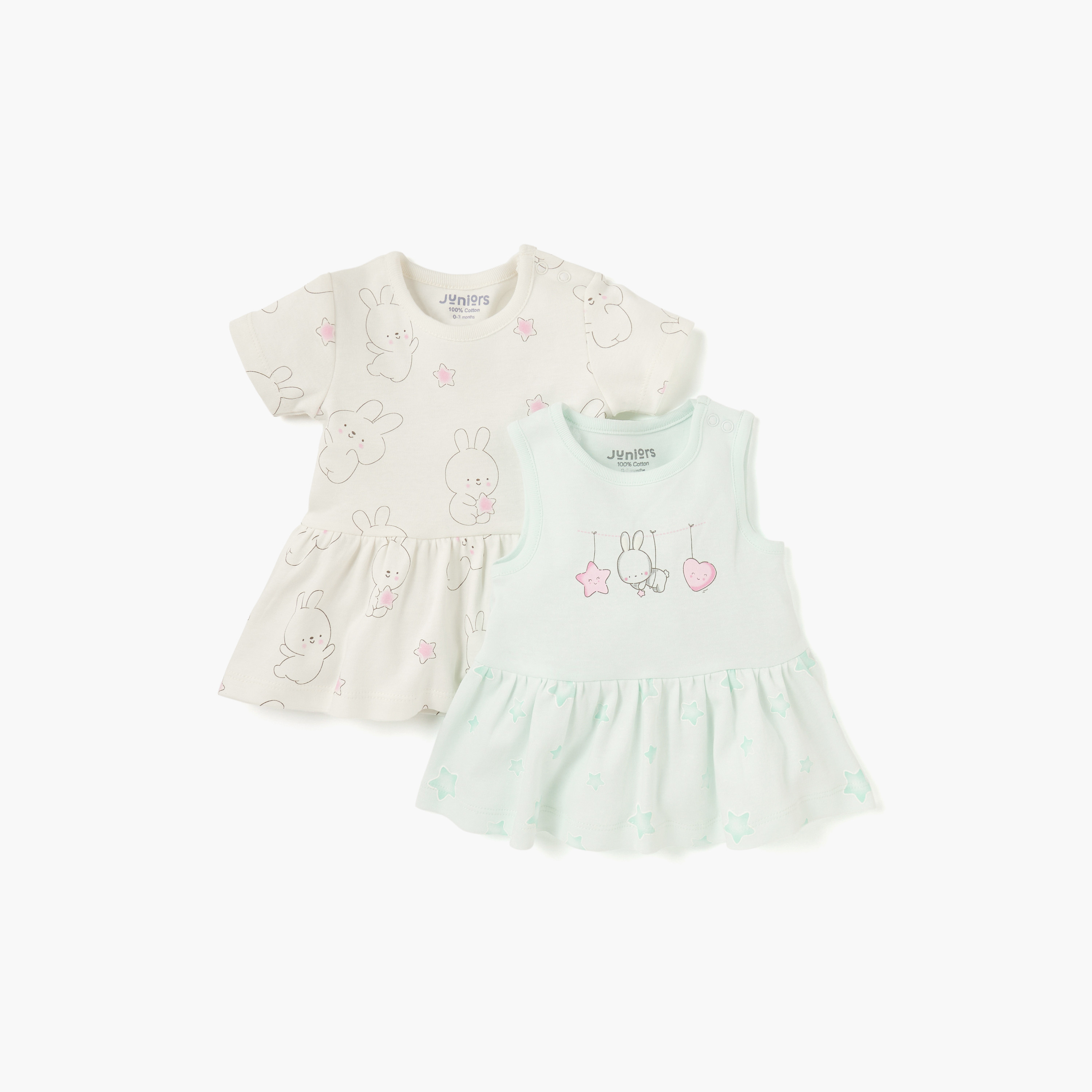Juniors Printed Dress with Round Neck - Set of 2-baby-girls-clothing-dressesandjumpsuits-image-1