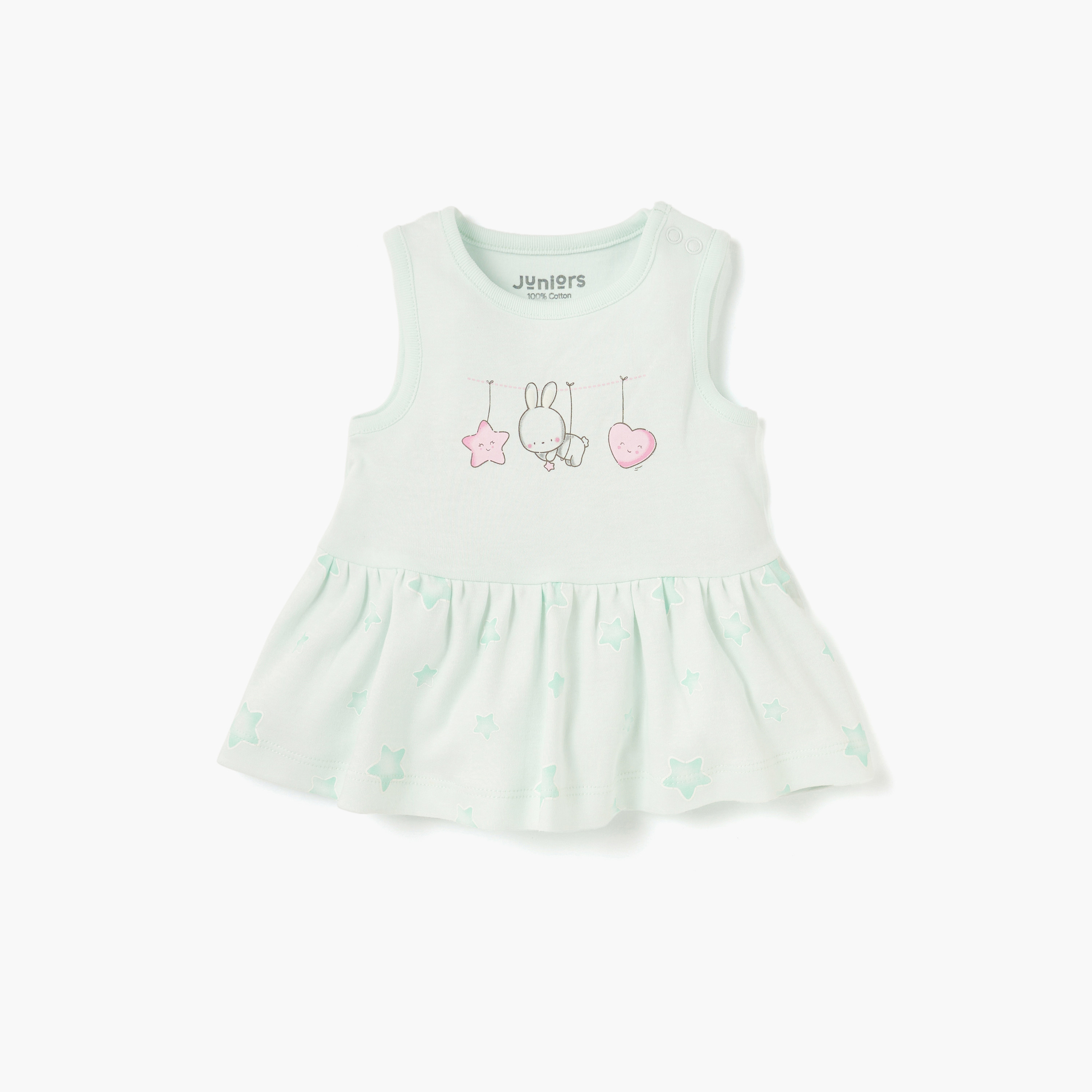 Juniors Printed Dress with Round Neck - Set of 2-baby-girls-clothing-dressesandjumpsuits-image-2