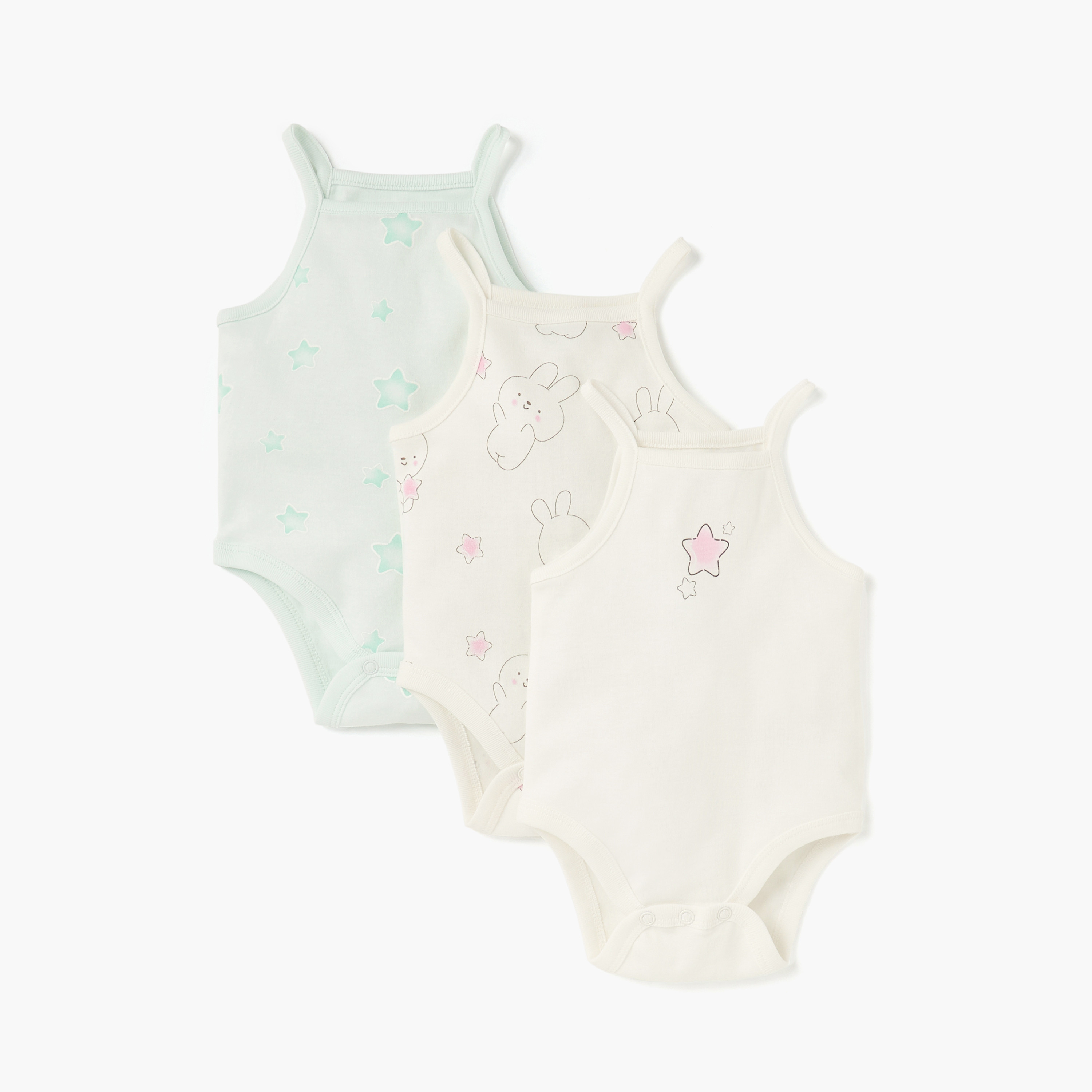 Juniors Printed Sleeveless Bodysuit - Set of 3-baby-girls-clothing-bodysuits-image-1