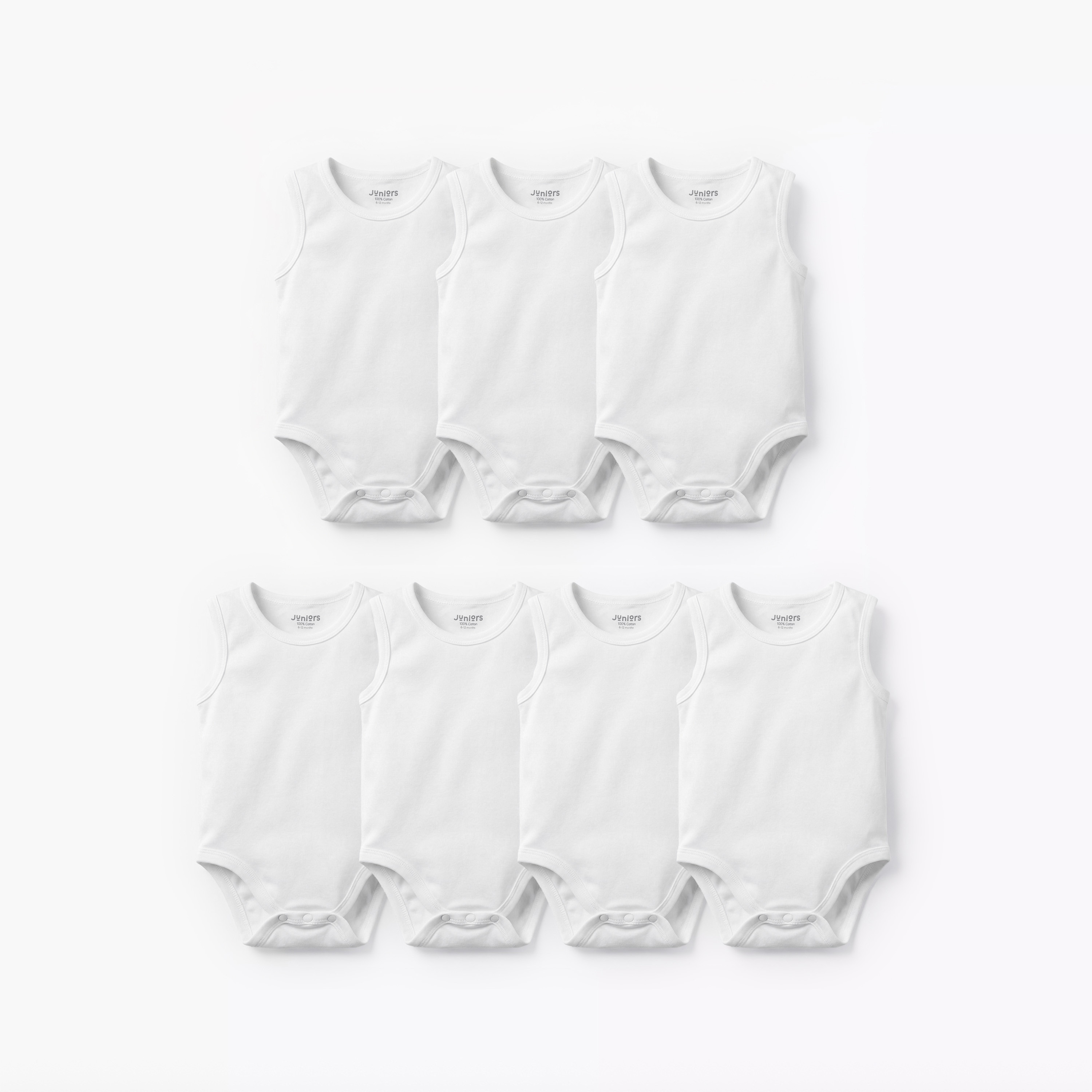 Juniors Solid Sleeveless Bodysuit with Snap Button Closure - Set of 7-baby-boys-clothing-bodysuits-image-1