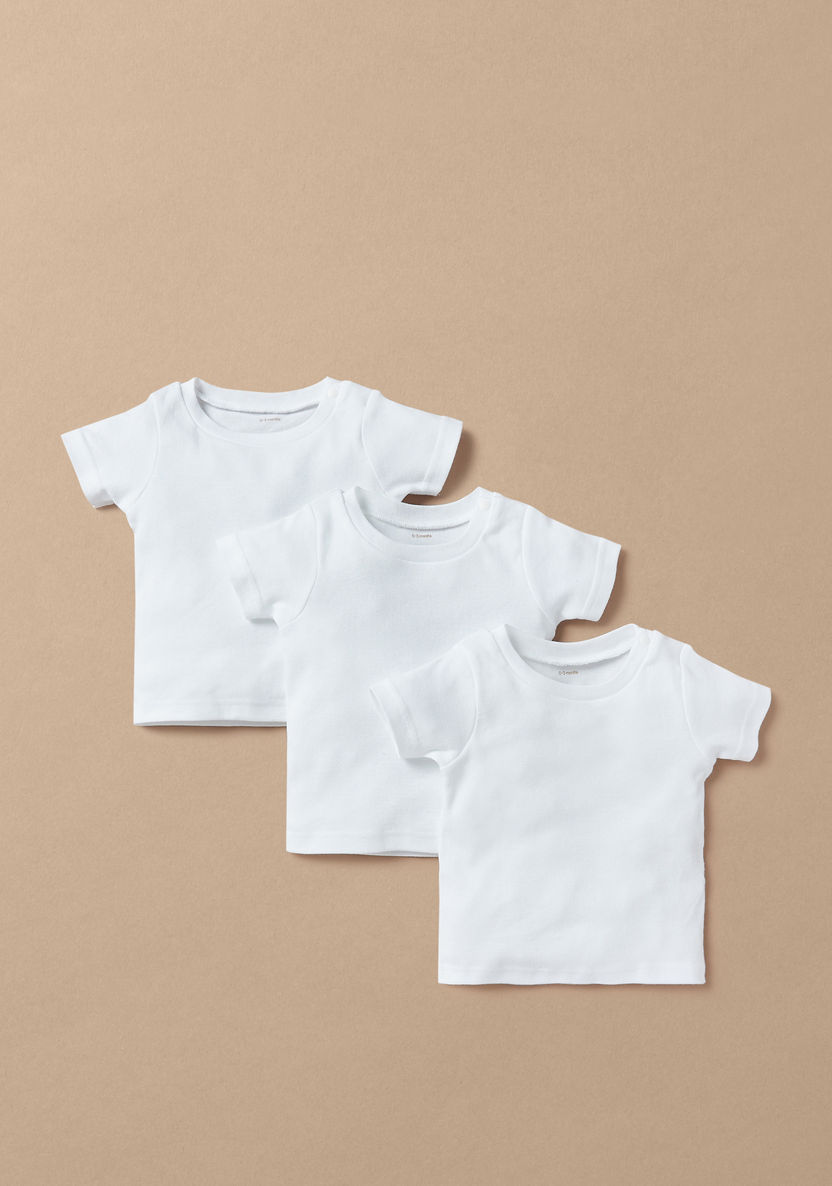 Love Earth Solid Organic T-shirt with Short Sleeves - Set of 3-Multipacks-image-0