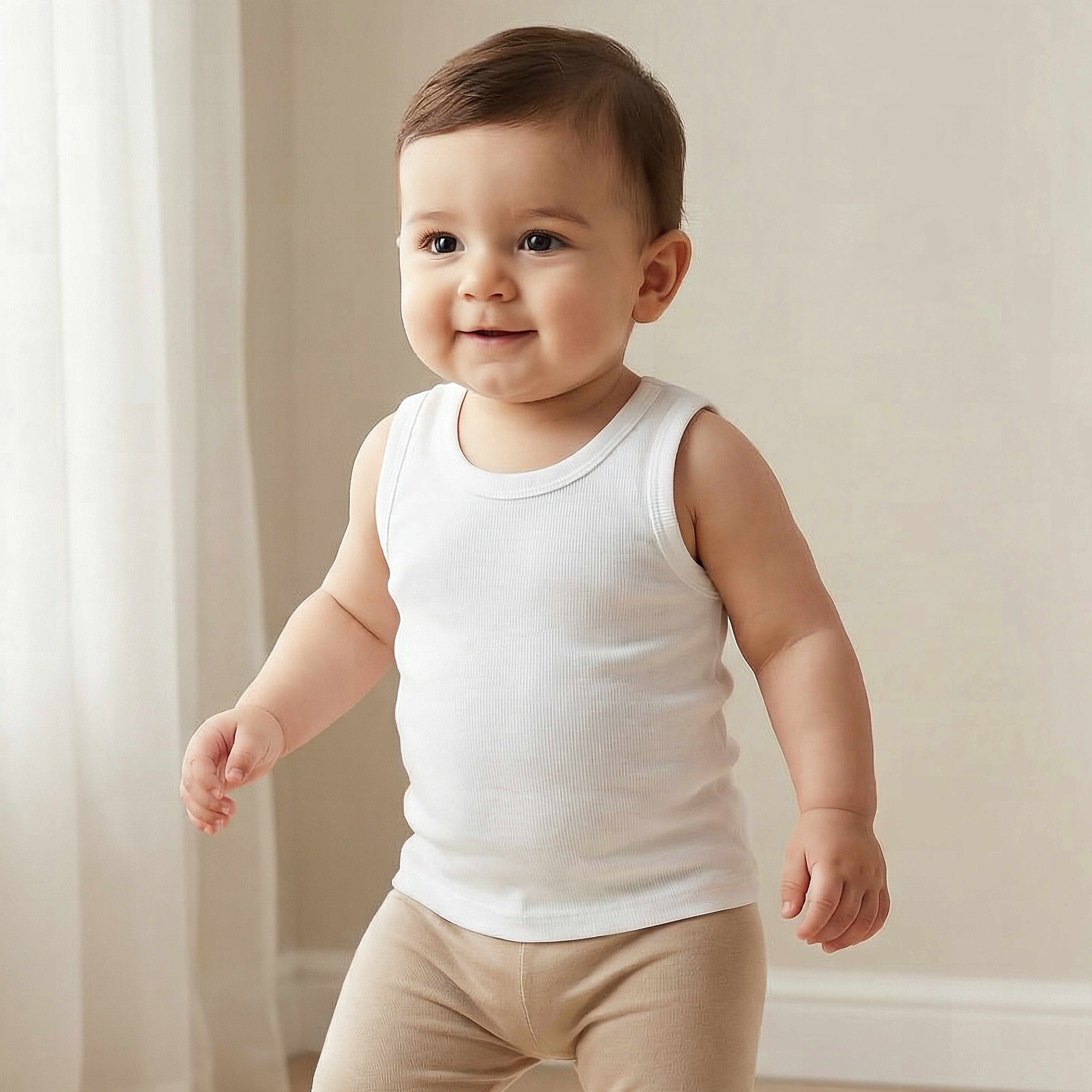 Love Earth Solid Organic Vest - Set of 3-baby-girls-clothing-innerwear-image-2
