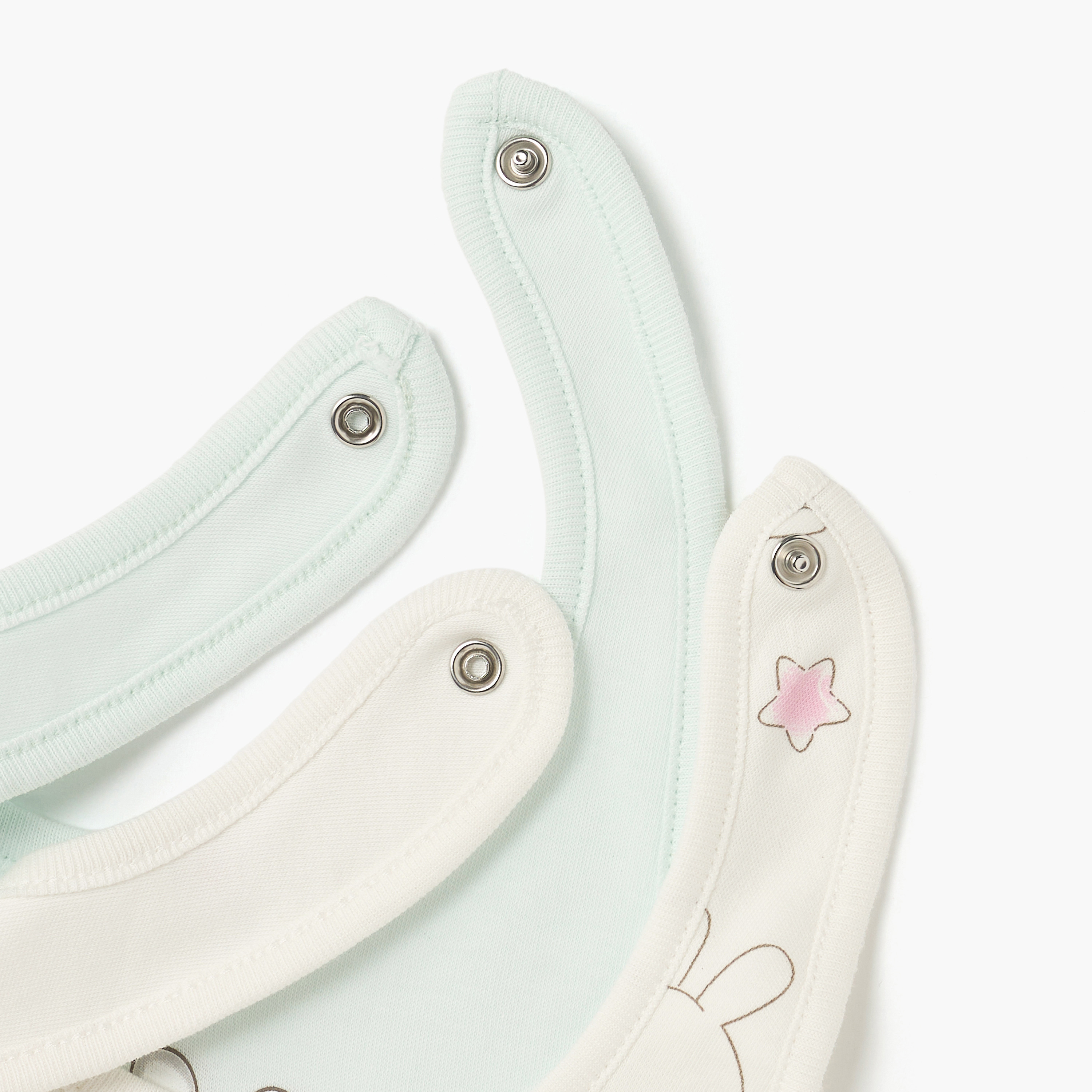 Juniors Bunny Print Bib with Snap Button Closure - Set of 2-baby-feeding-bibs-image-5