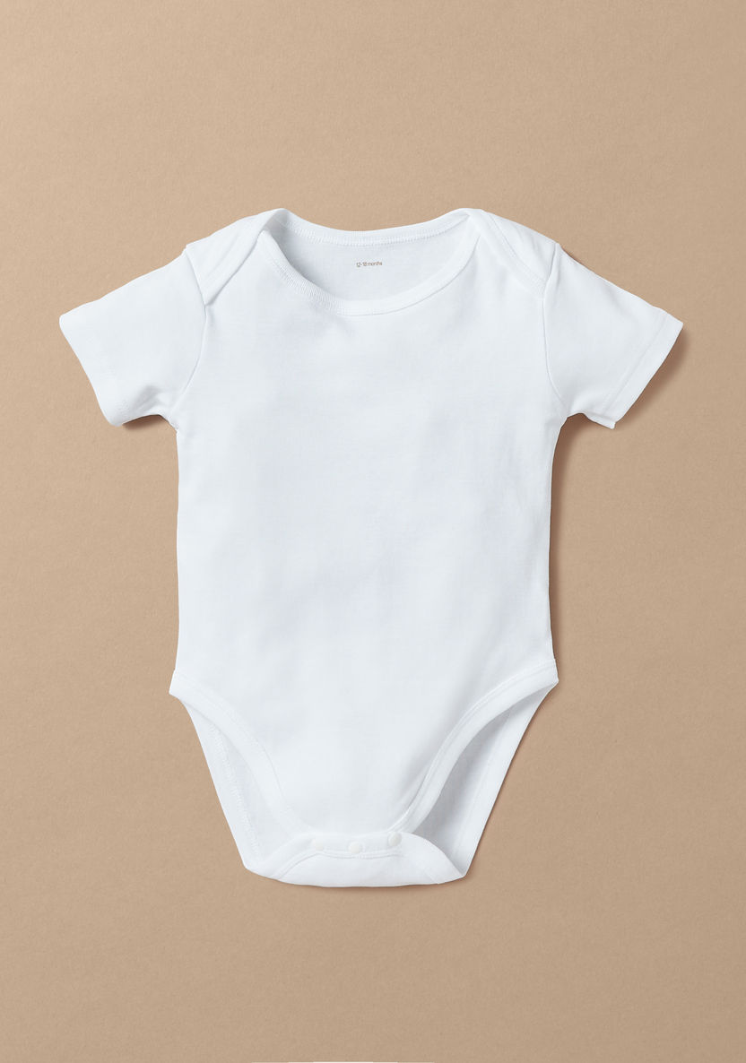 Love Earth Solid Organic Bodysuit with Round Neck - Set of 5-Bodysuits-image-1
