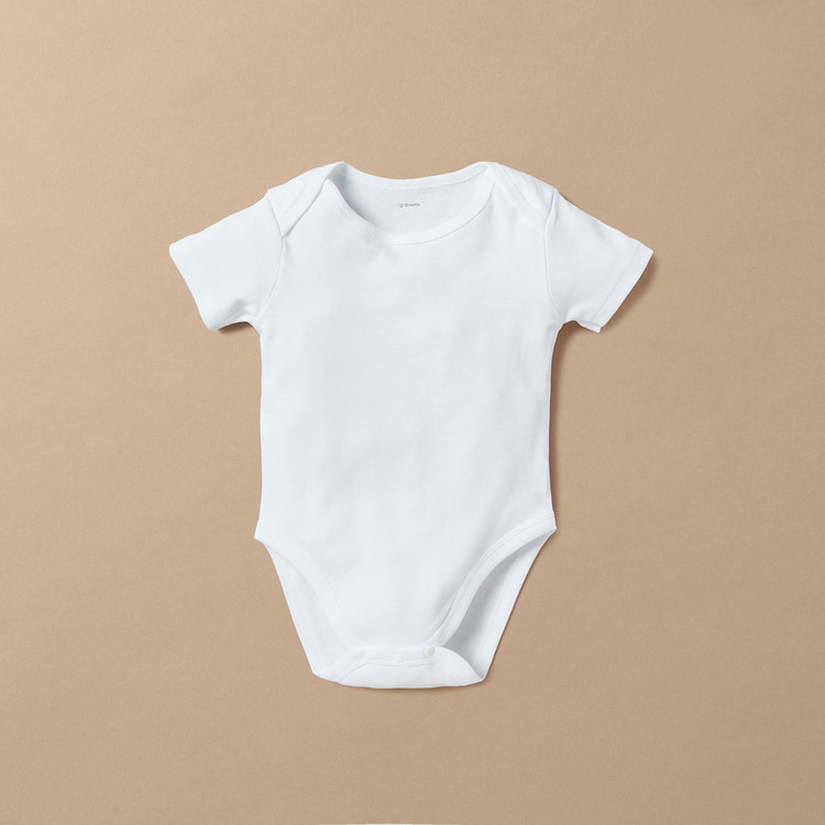 Love Earth Solid Organic Bodysuit with Round Neck - Set of 5