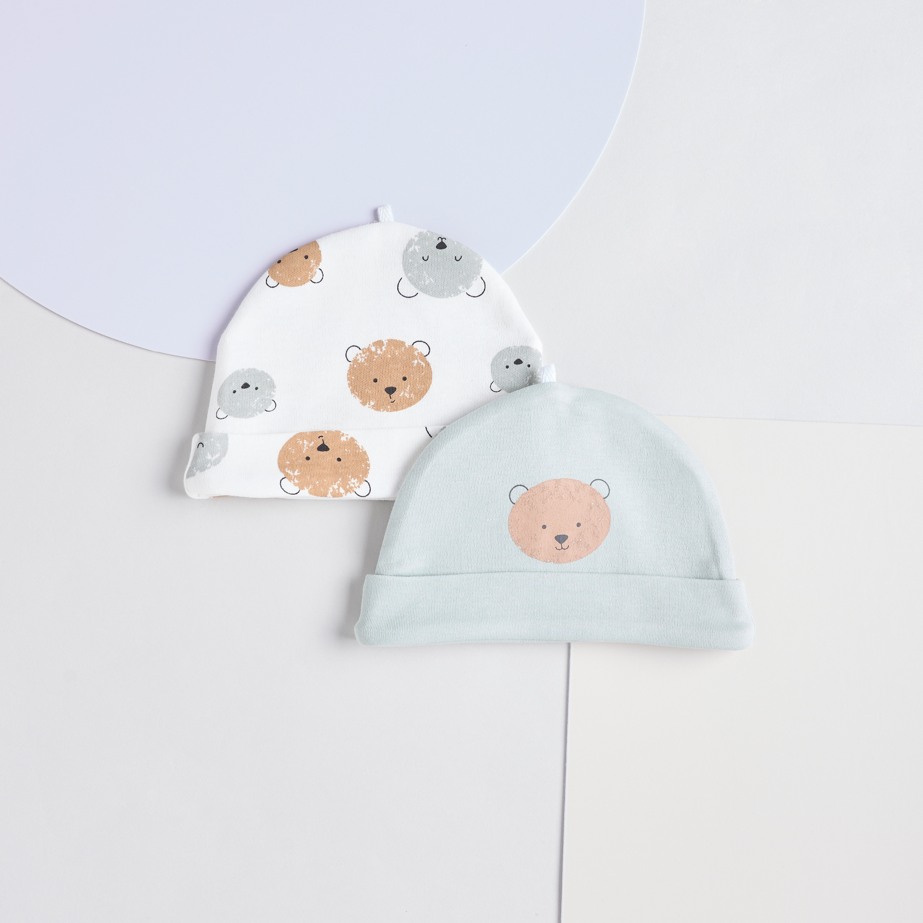 Juniors Bear Print Cap - Set of 2-baby-boys-accessories-caps-image-1
