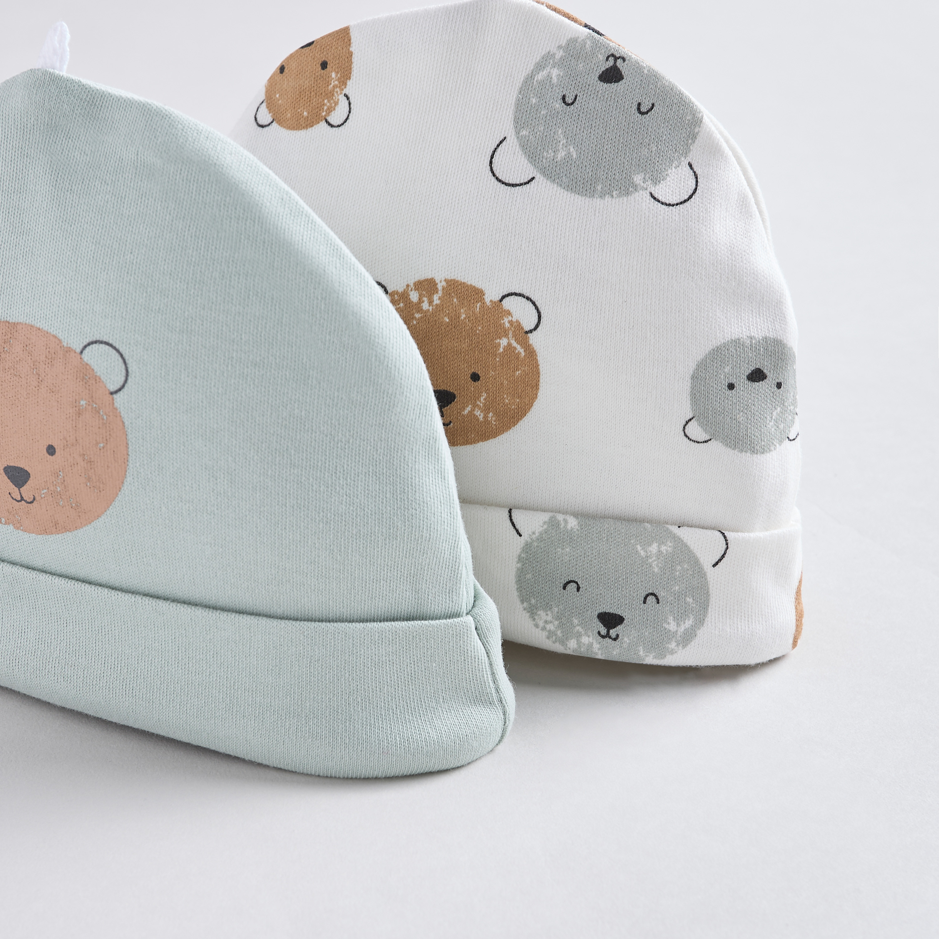 Juniors Bear Print Cap - Set of 2-baby-boys-accessories-caps-image-5