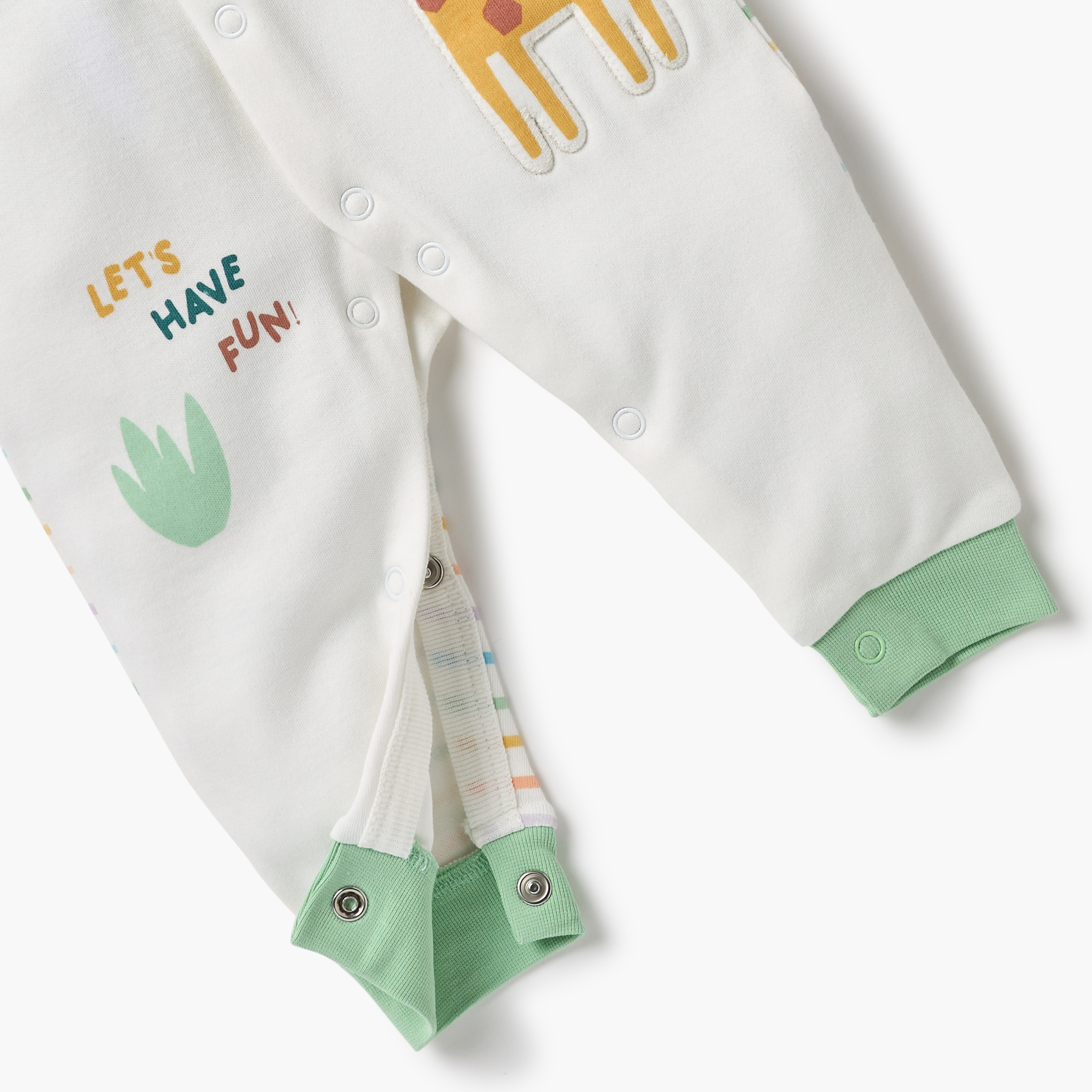 Juniors Animal Applique Sleepsuit with Long Sleeves and Button Closure-baby-boys-clothing-nightwear-sleepsuits-image-4