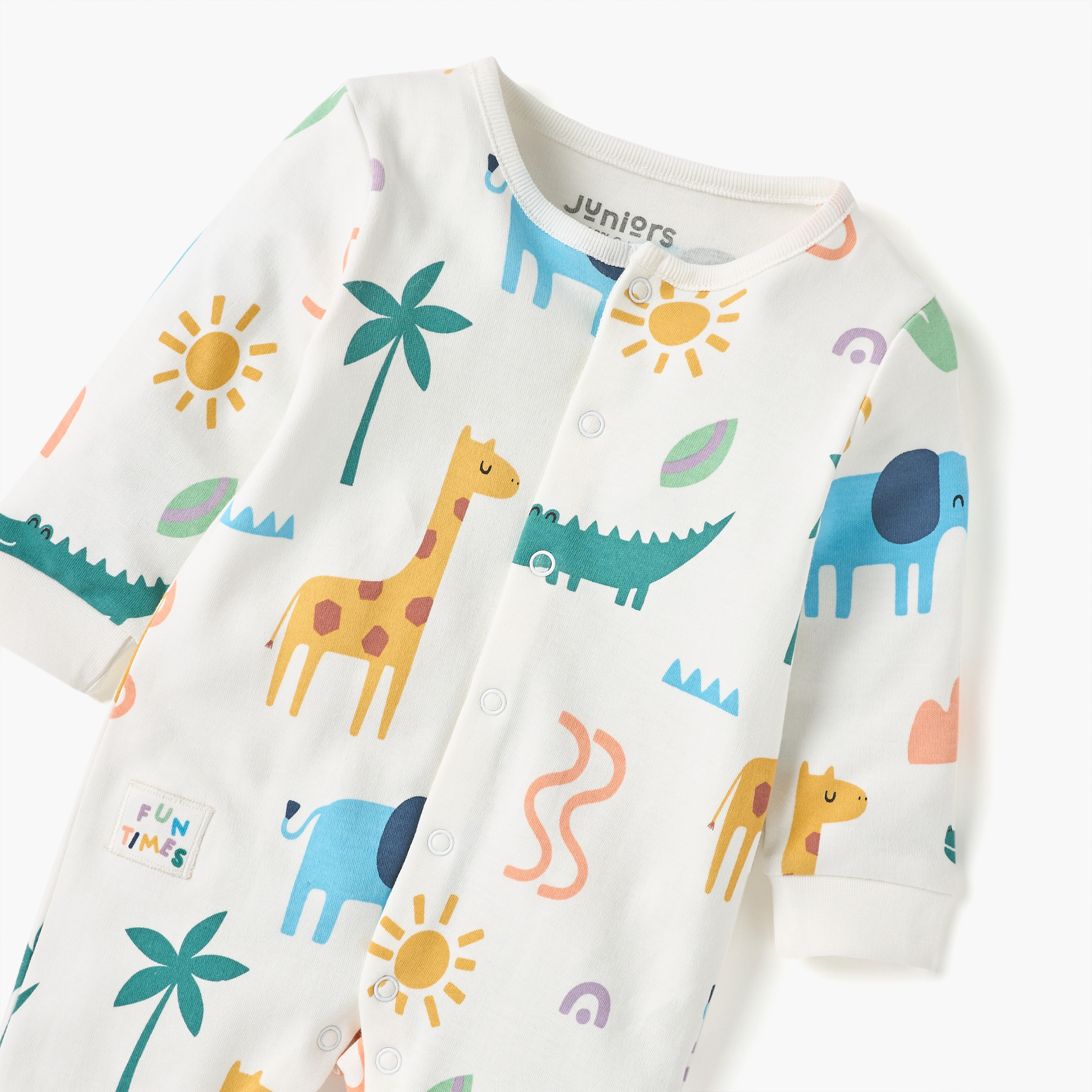 Juniors Printed Sleepsuit with Long Sleeves and Button Closure-baby-boys-clothing-nightwear-sleepsuits-image-3