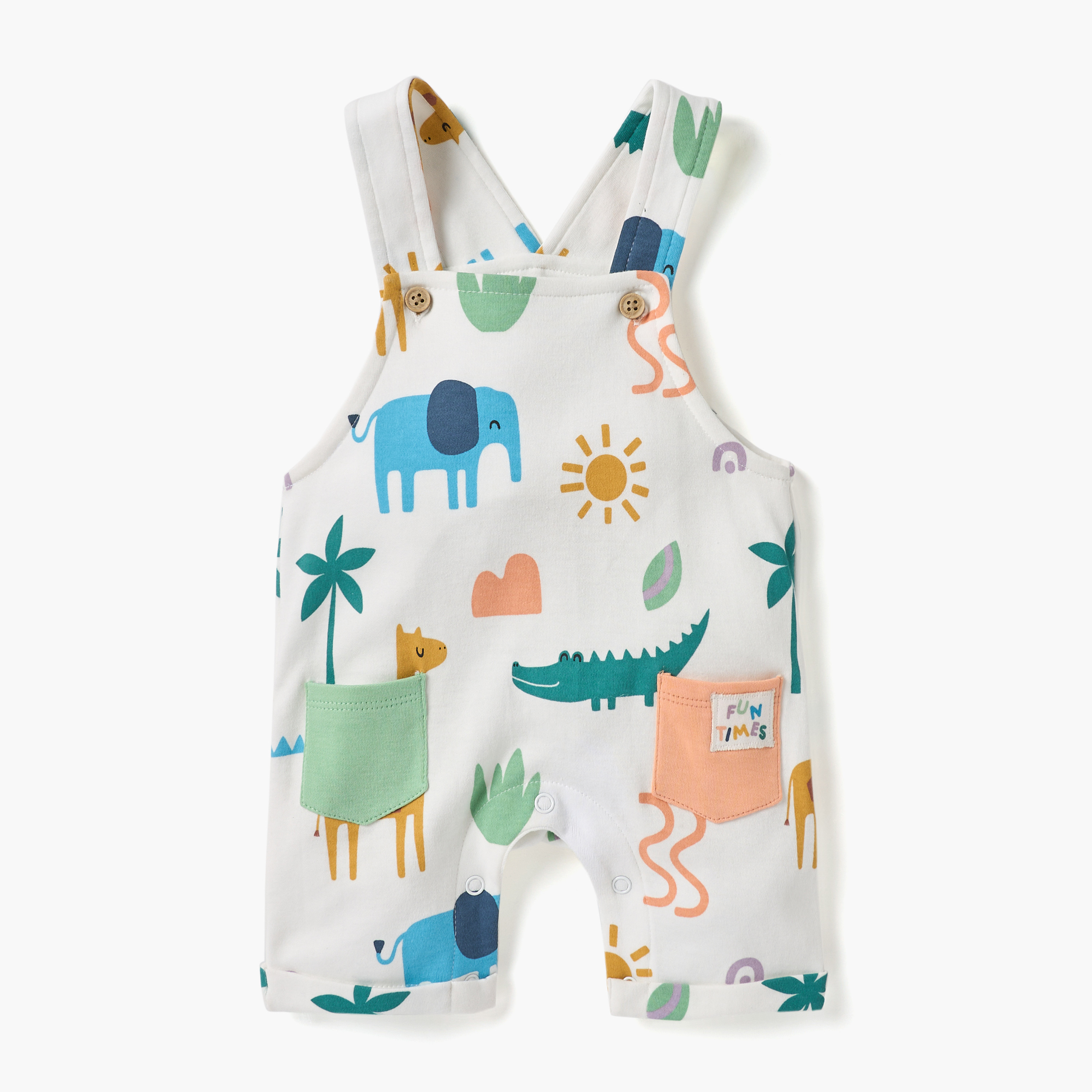 Juniors Printed Dungaree and T-shirt Set-baby-boys-clothing-rompers-image-3