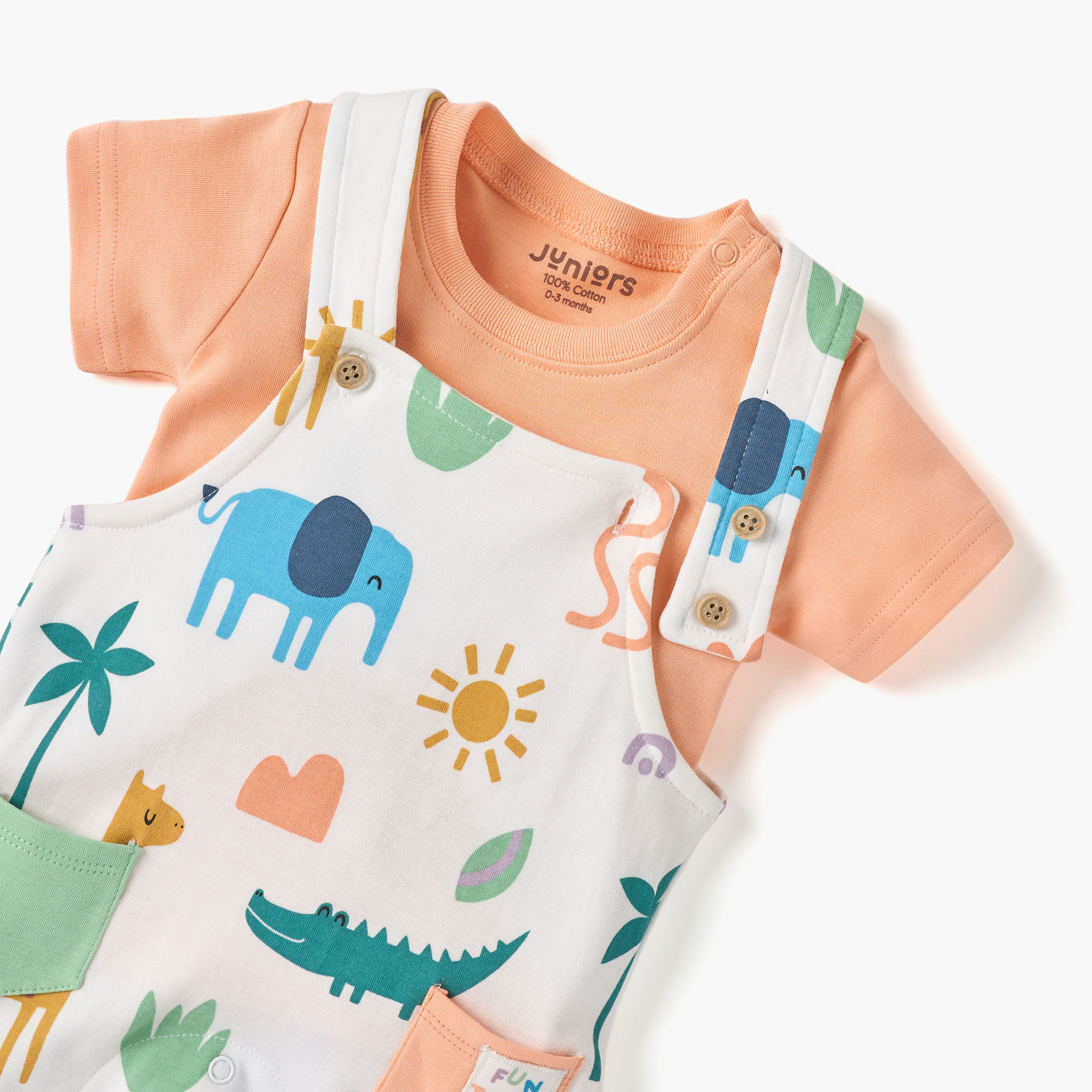 Juniors Printed Dungaree and T-shirt Set-baby-boys-clothing-rompers-image-4