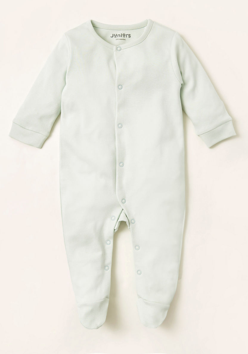 Juniors Solid Round Neck Sleepsuit - Set of 2-Sleepsuits-image-1