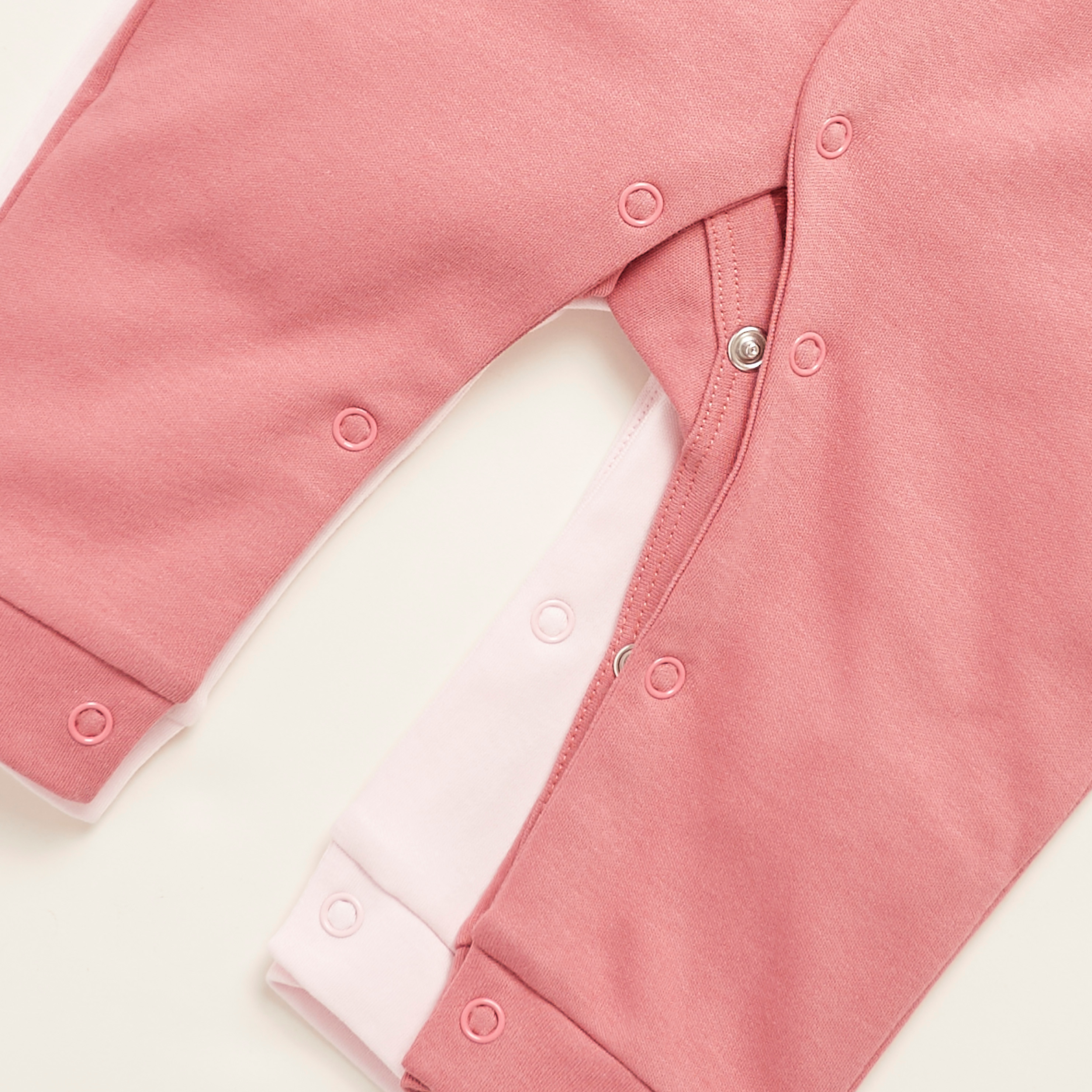 Juniors Solid Sleepsuit with Long Sleeves - Set of 2-baby-girls-clothing-nightwear-sleepsuits-image-3