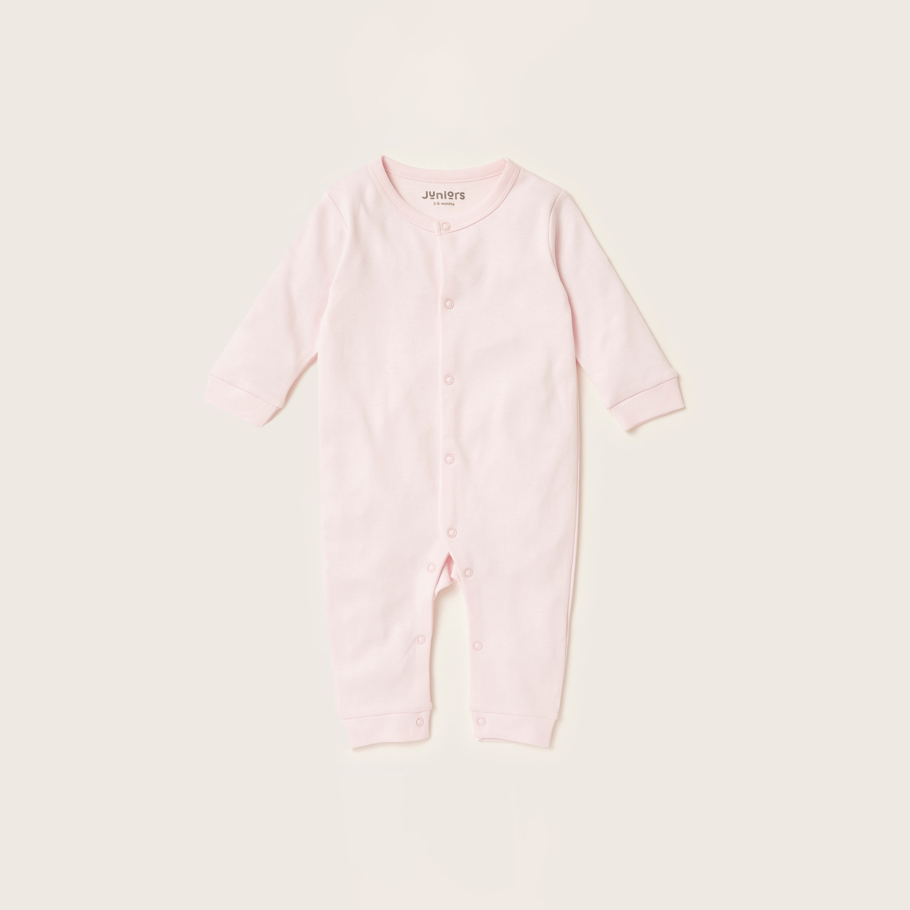 Juniors Solid Sleepsuit with Long Sleeves - Set of 2-baby-girls-clothing-nightwear-sleepsuits-image-4