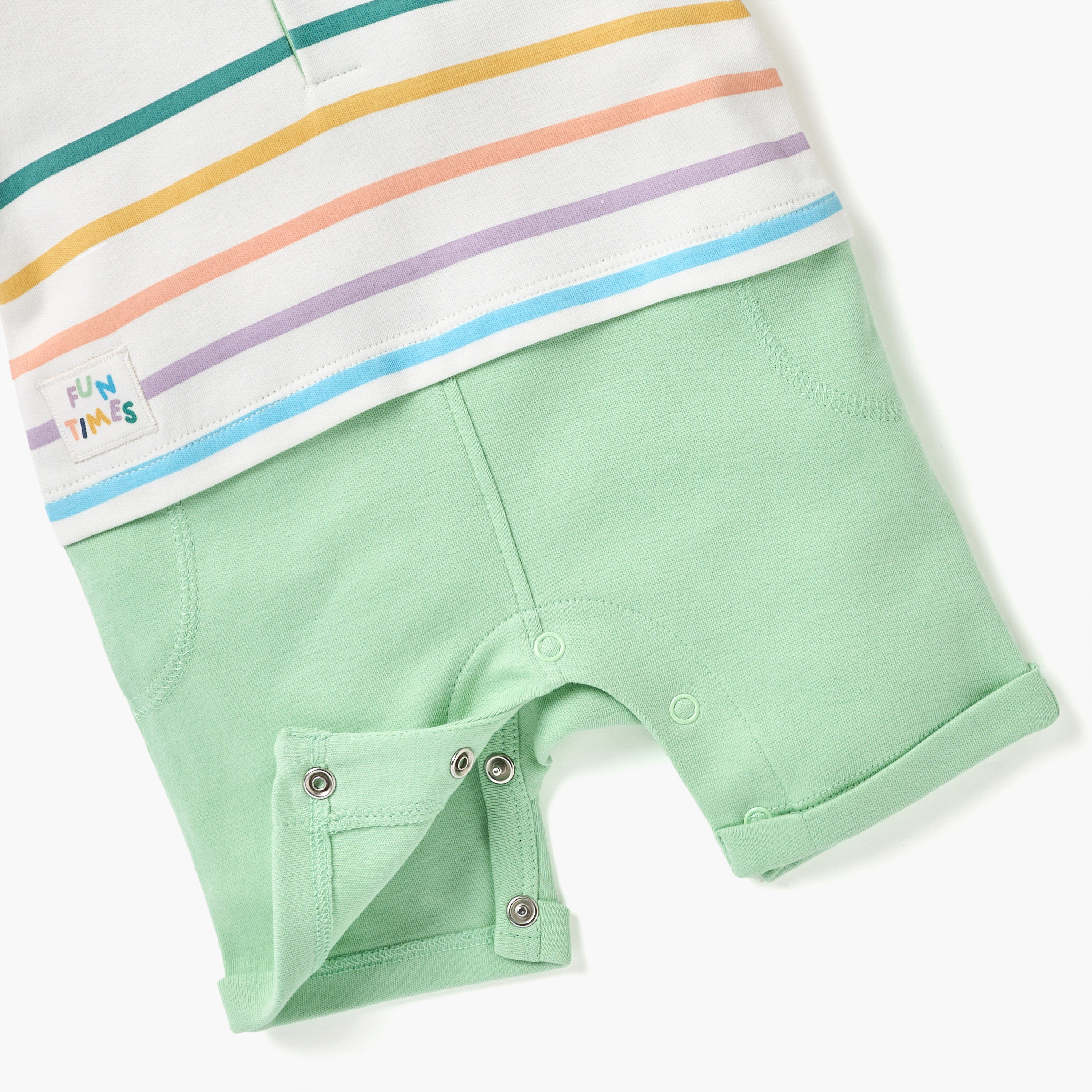 Juniors Sun Embroidered Romper with Short Sleeves and Button Closure-baby-boys-clothing-rompers-image-4
