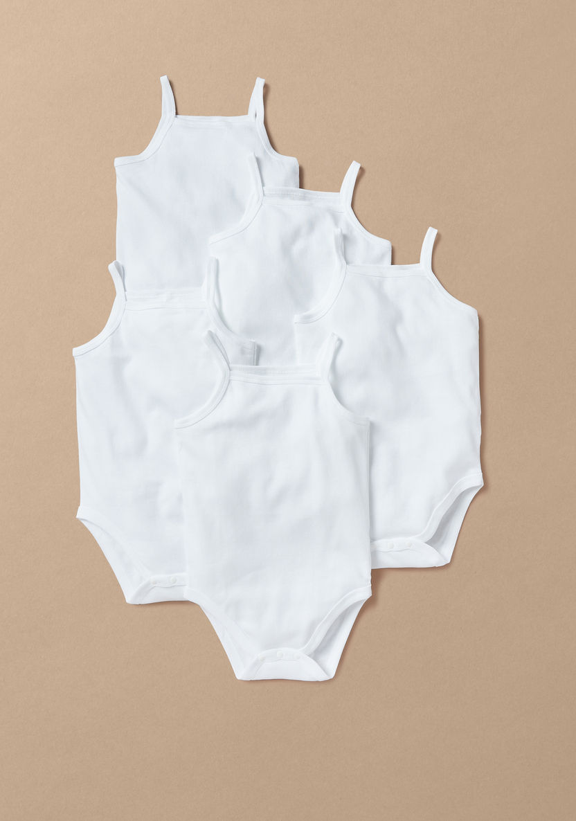 Juniors Solid Sleeveless Bodysuit - Set of 5-Bodysuits-image-0