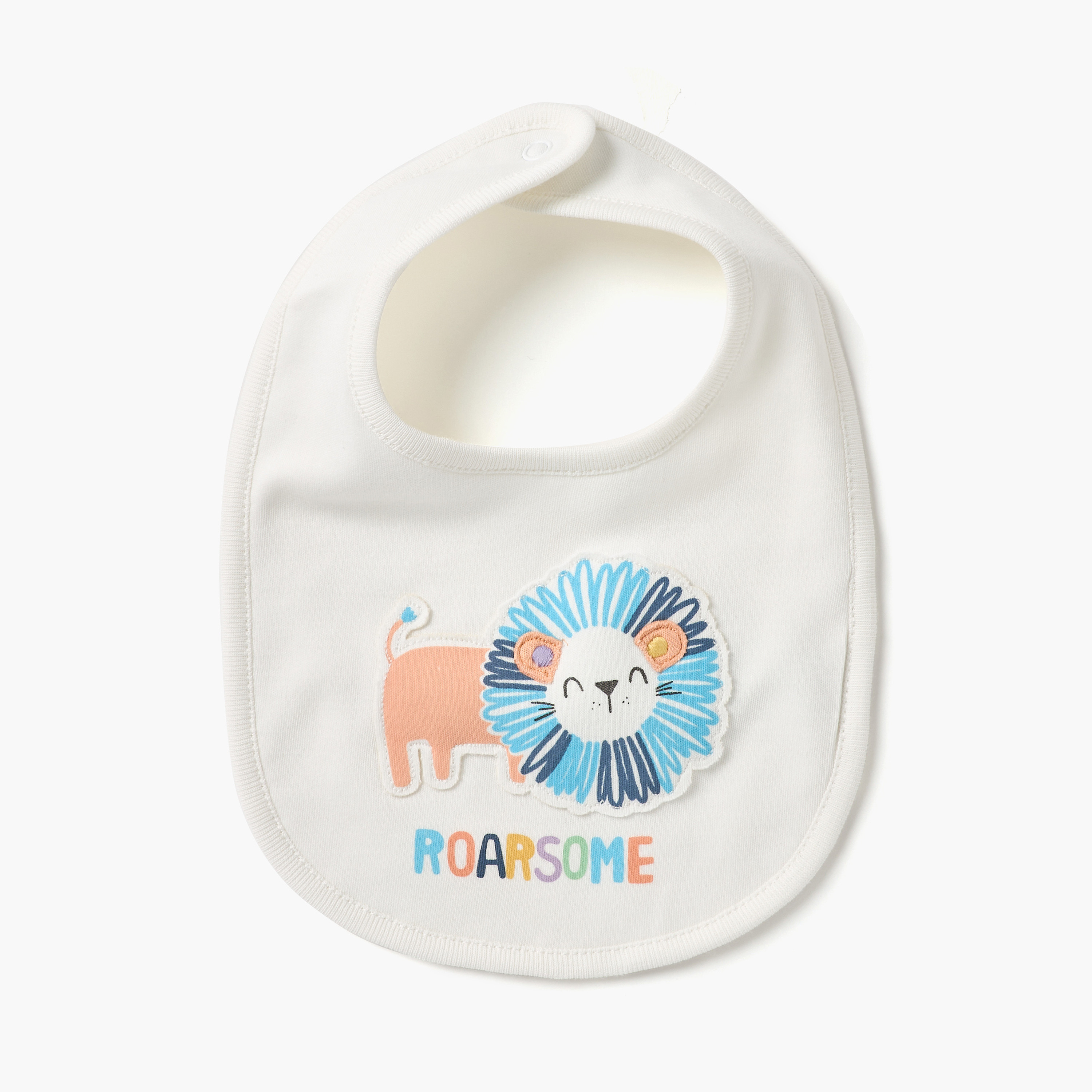 مريلة موسلين بطبعات أسد مع زر إغلاق من جونيورز-baby-feeding-bibs-image-1