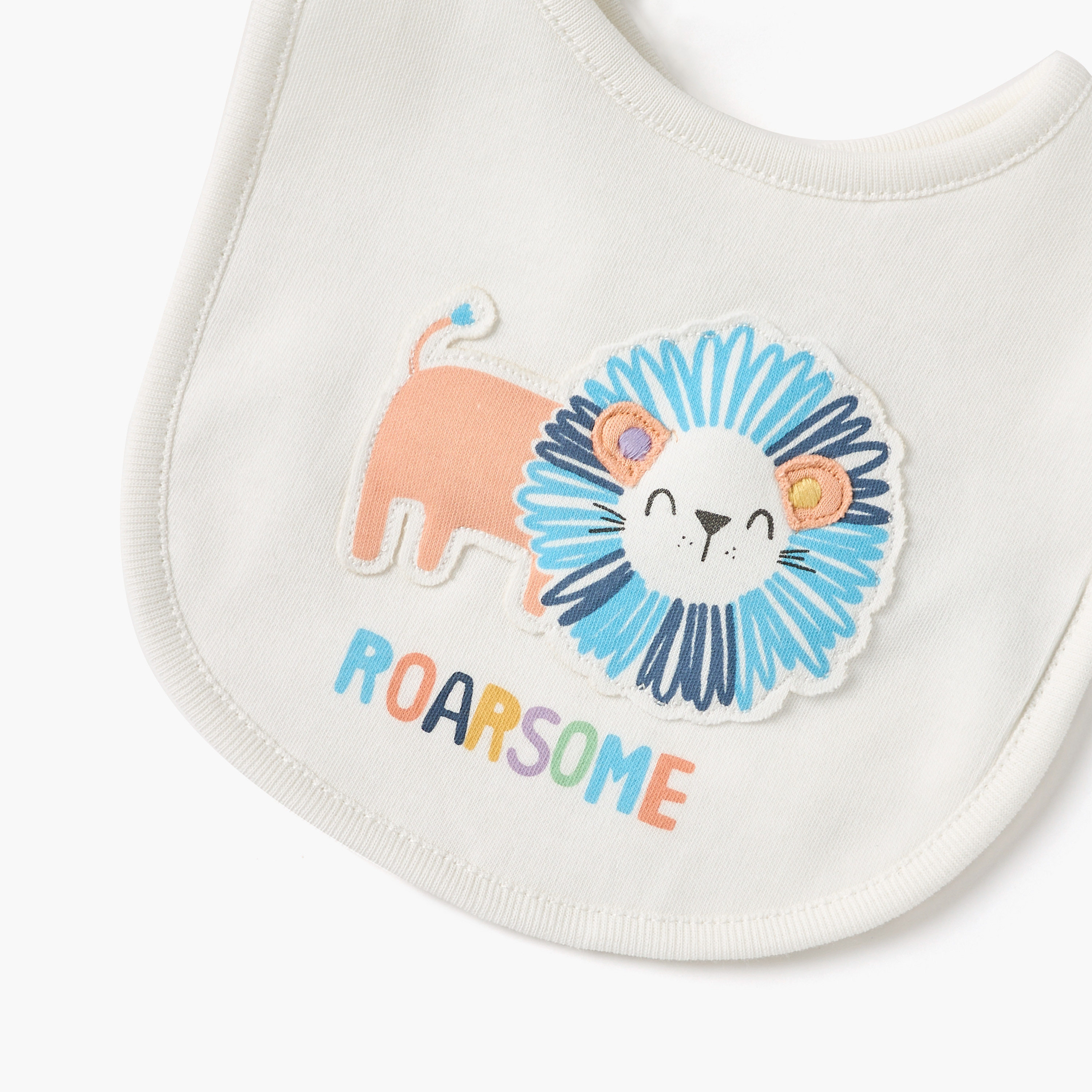 مريلة موسلين بطبعات أسد مع زر إغلاق من جونيورز-baby-feeding-bibs-image-3