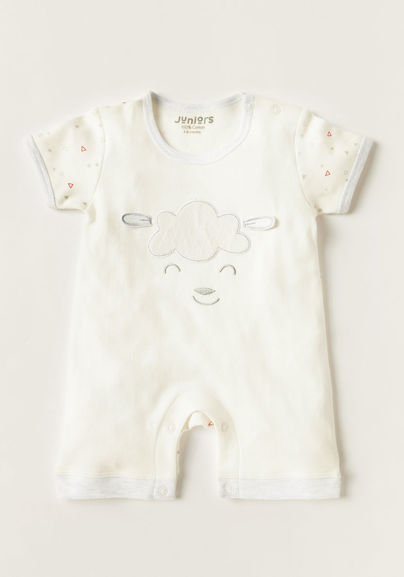 Juniors Embroidered Romper with Short Sleeves-Rompers%2C Dungarees and Jumpsuits-image-0