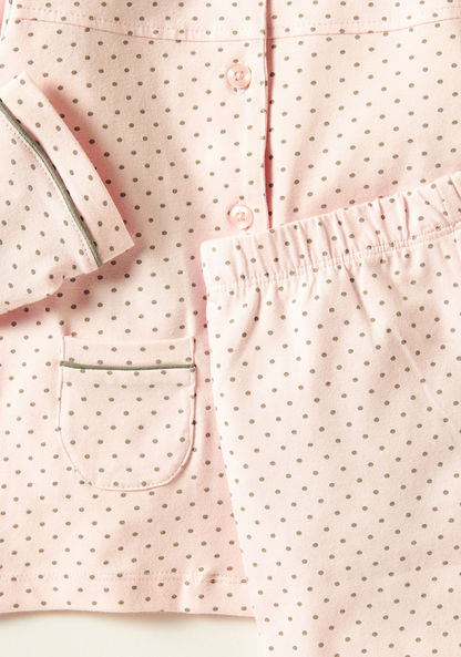 Juniors Polka Dot Print Full Sleeves Shirt and Pyjama Set