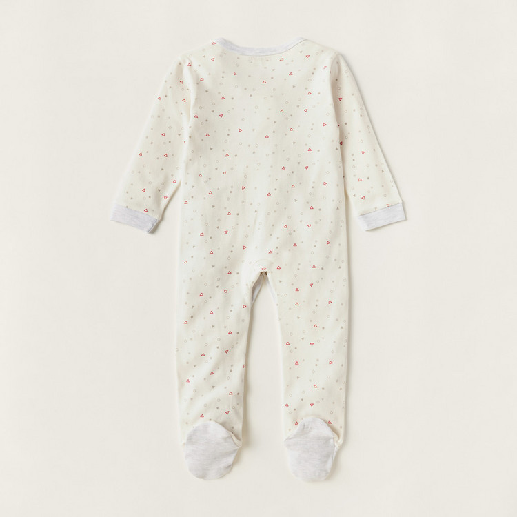 Juniors Printed Closed Feet Sleepsuit with Snap Button Closure