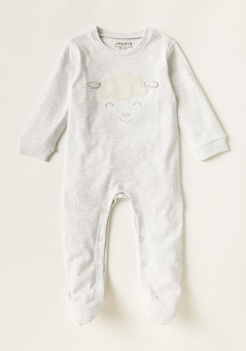 Juniors Embroidered Round Neck Sleepsuit with Long Sleeves-Sleepsuits-image-0