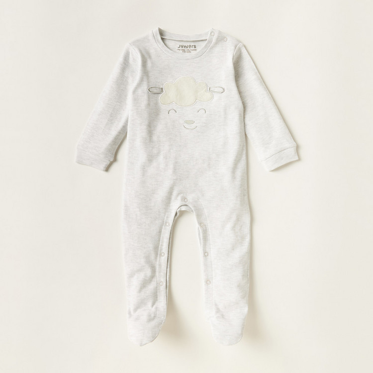 Juniors Embroidered Round Neck Sleepsuit with Long Sleeves