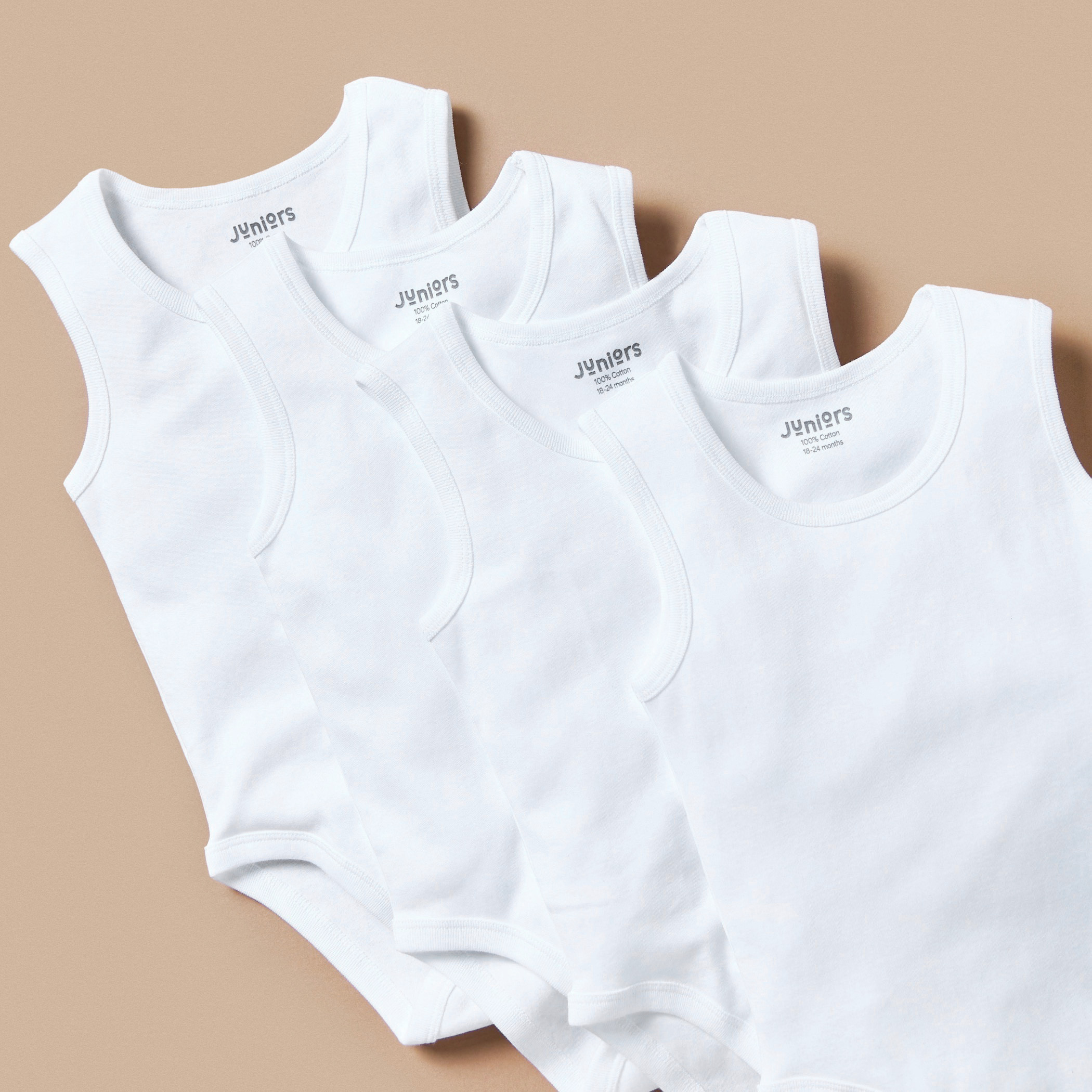 Juniors Solid Bodysuit with Straps and Snap Button Closure - Set of 10-baby-boys-clothing-bodysuits-image-2