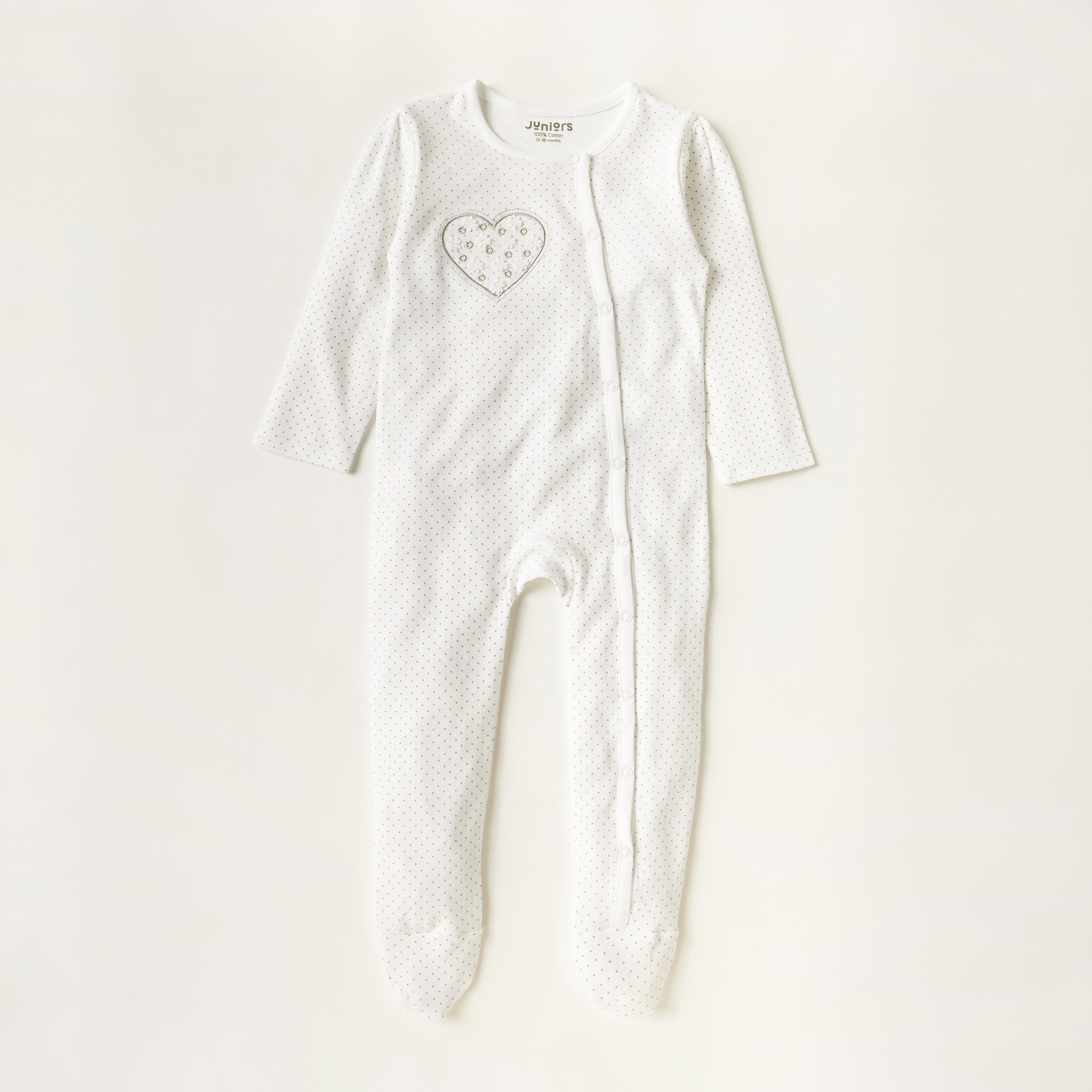 Juniors Printed Closed Feet Sleepsuit with Snap Button Closure-baby-girls-clothing-nightwear-sleepsuits-image-1