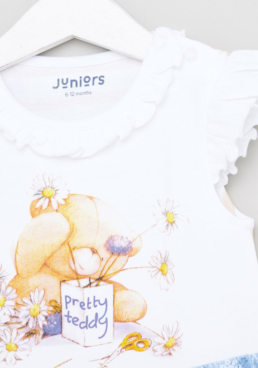 Juniors Printed Romper with Cap Sleeves-Rompers%2C Dungarees and Jumpsuits-image-1