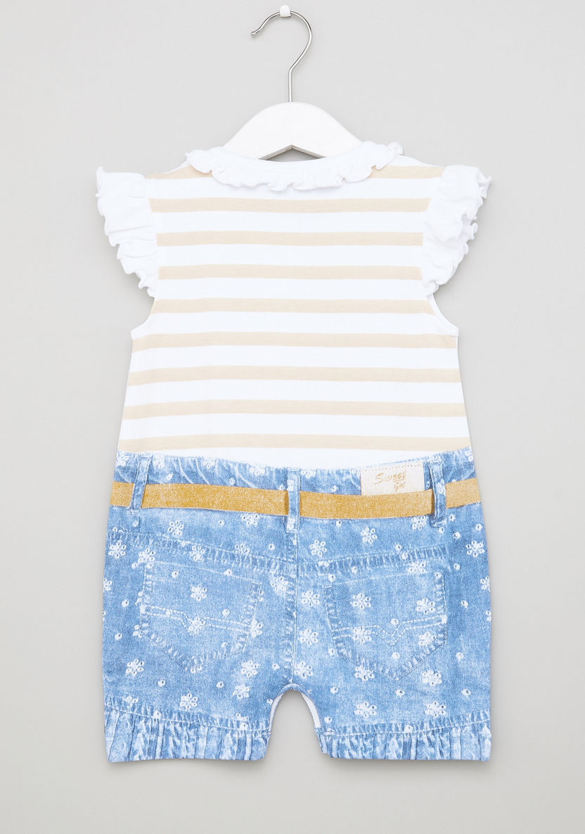 Juniors Printed Romper with Cap Sleeves-Rompers%2C Dungarees and Jumpsuits-image-2