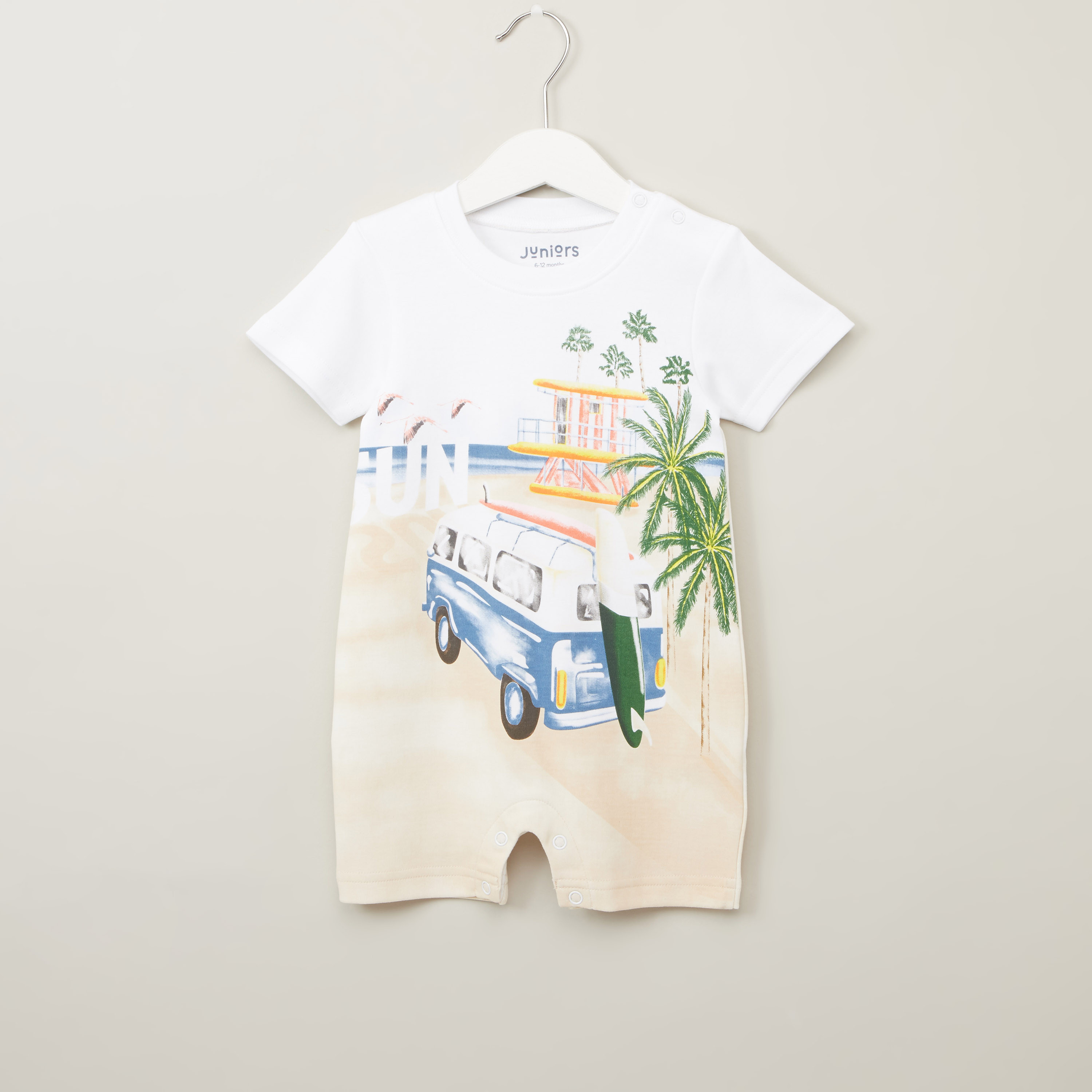 Buy Juniors Graphic Print Romper with Short Sleeves Online Babyshop Kuwait