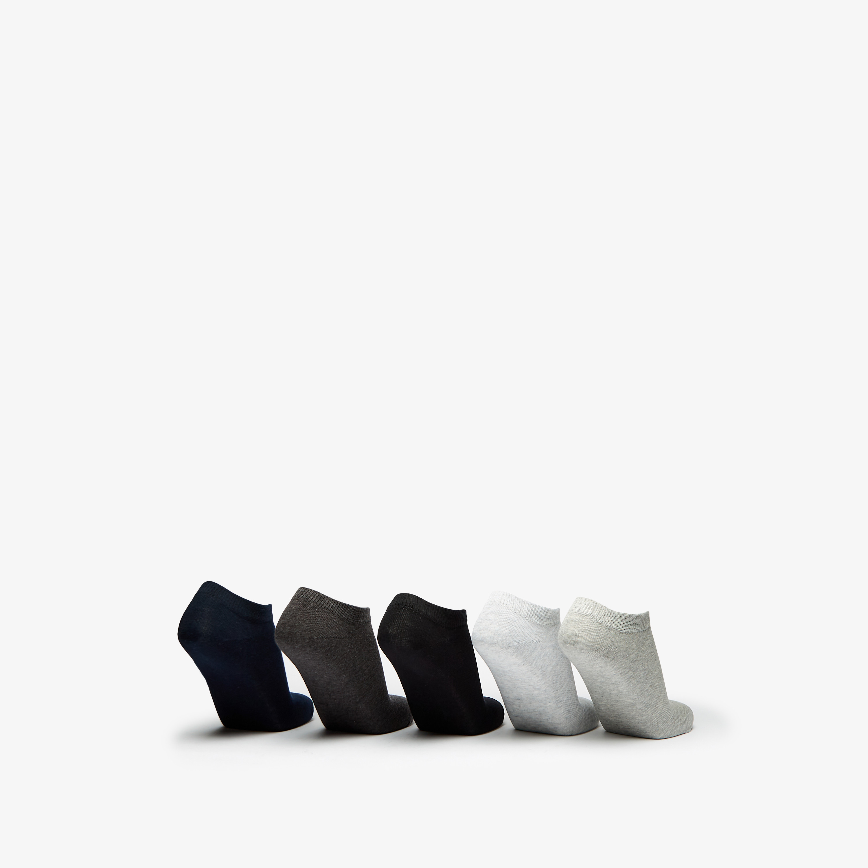 طقم جوارب 5 أزواج سادة بطول الكاحل من شومارت-men-socks-image-2