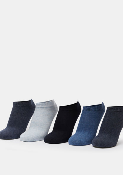 Solid Ankle Length Socks - Set of 5-Men%27s Socks-image-0