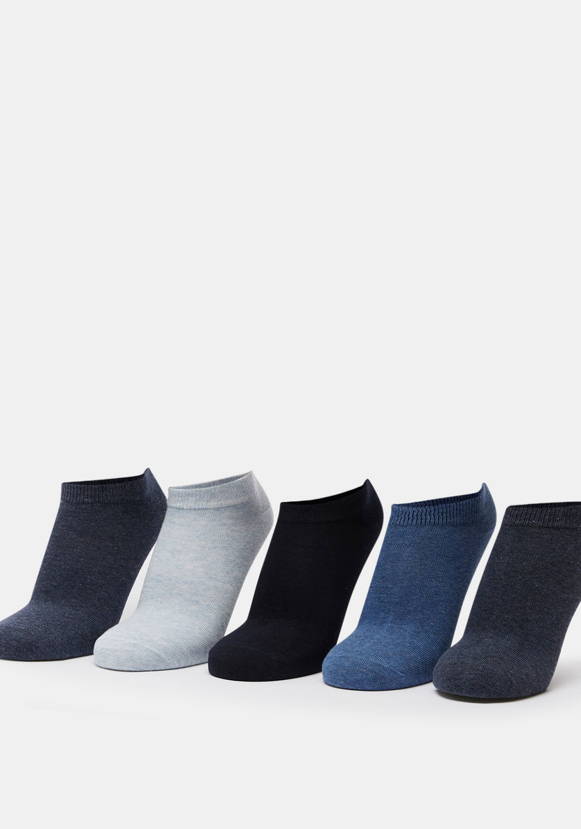 Solid Ankle Length Socks - Set of 5-Men%27s Socks-image-0