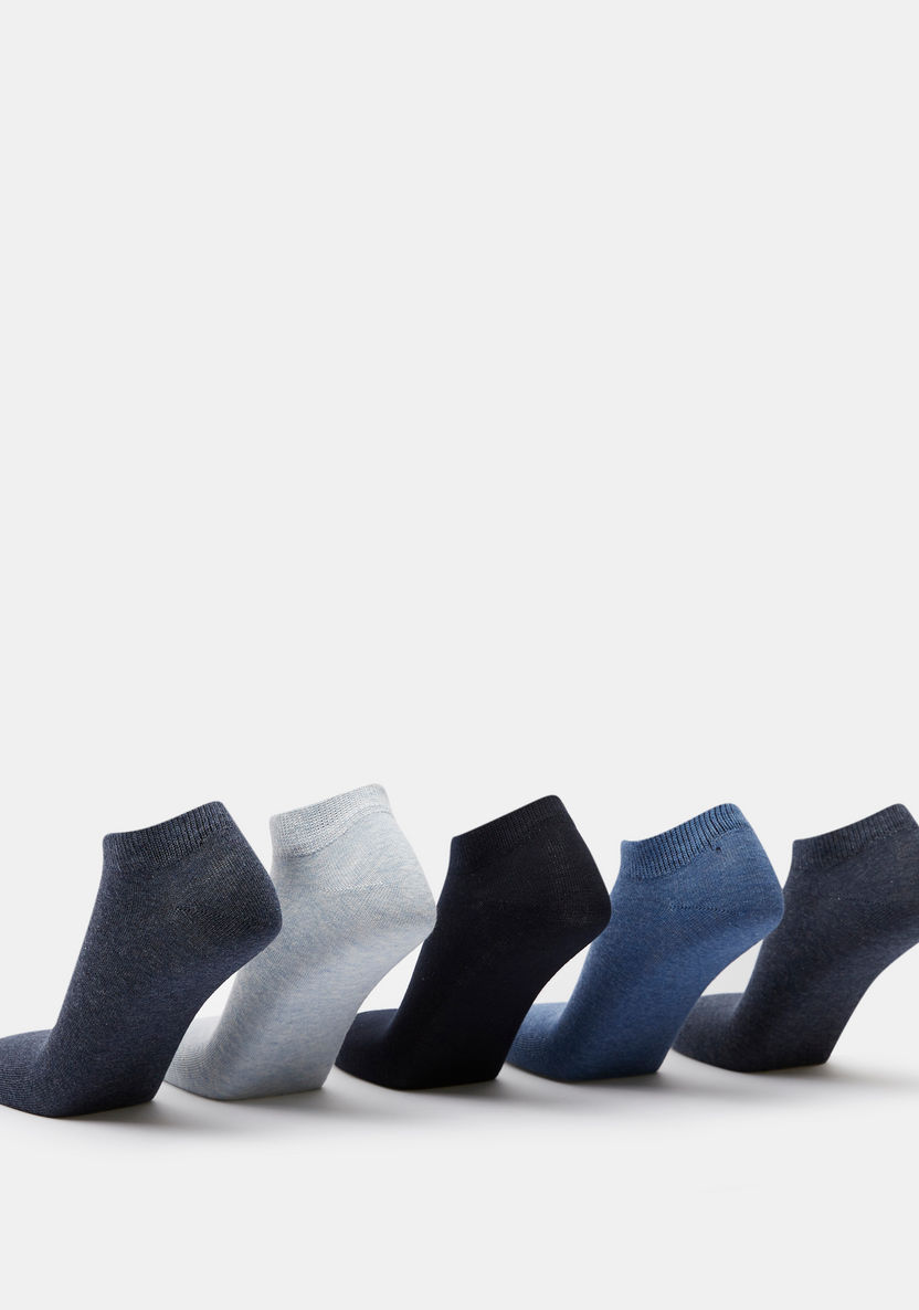Solid Ankle Length Socks - Set of 5-Men%27s Socks-image-1