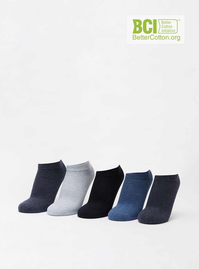 Solid Ankle Length Socks - Set of 5-men-socks-image-1