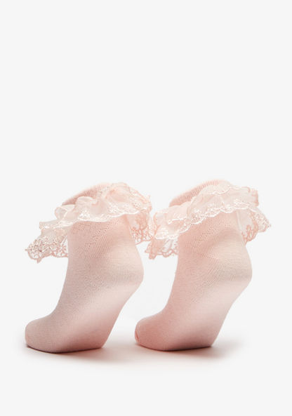 Textured Ankle Length Socks with Frill Detail - Set of 2-Girl%27s Socks & Tights-image-1