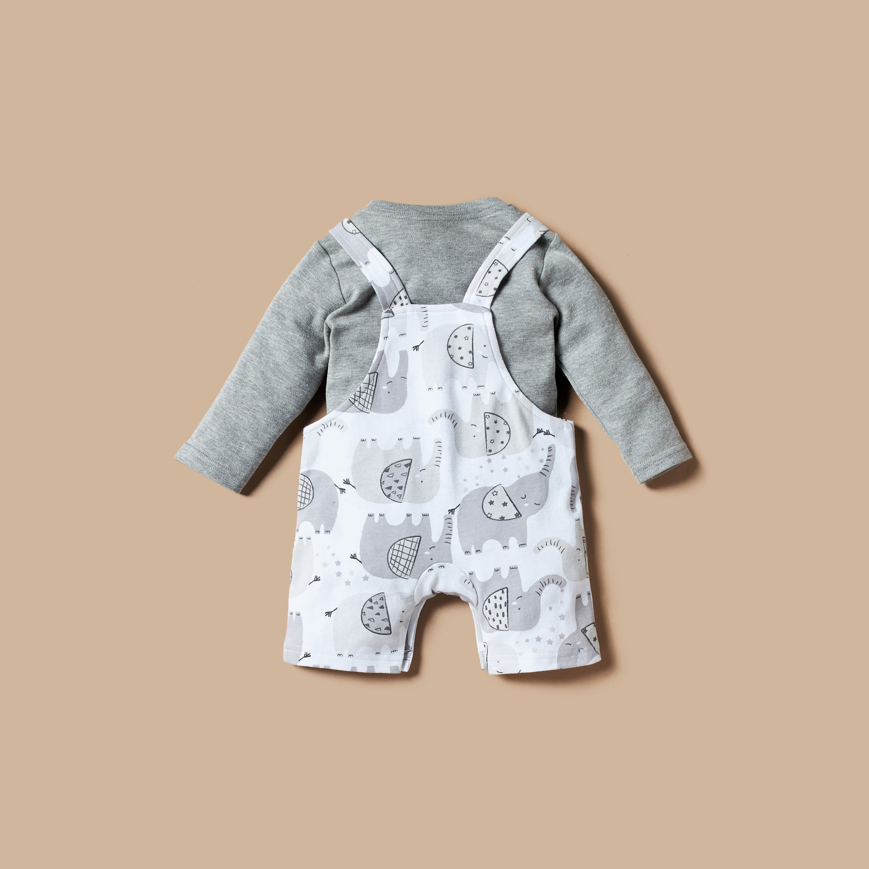 طقم دنغري بطبعات فيل وتيشيرت سادة من جونيورز-baby-boys-clothing-rompers-image-2