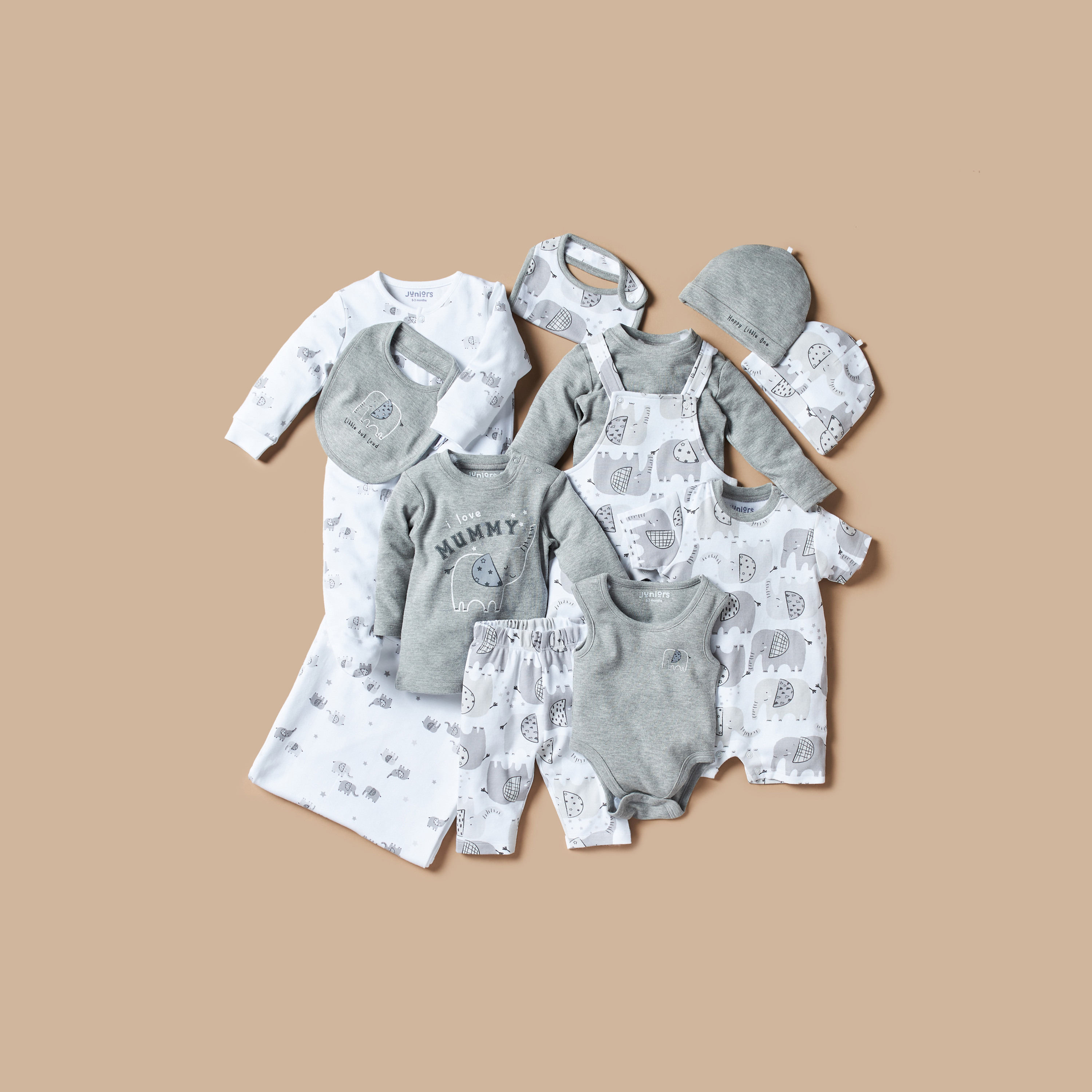 طقم دنغري بطبعات فيل وتيشيرت سادة من جونيورز-baby-boys-clothing-rompers-image-5