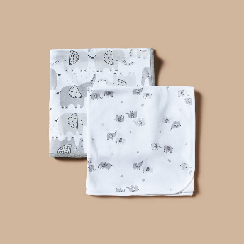 Juniors 2-Piece Printed Receiving Blanket Set - 70x70 cm-Receiving Blankets-image-0