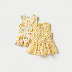 Juniors Floral Print Sleeveless Dress - Set of 2