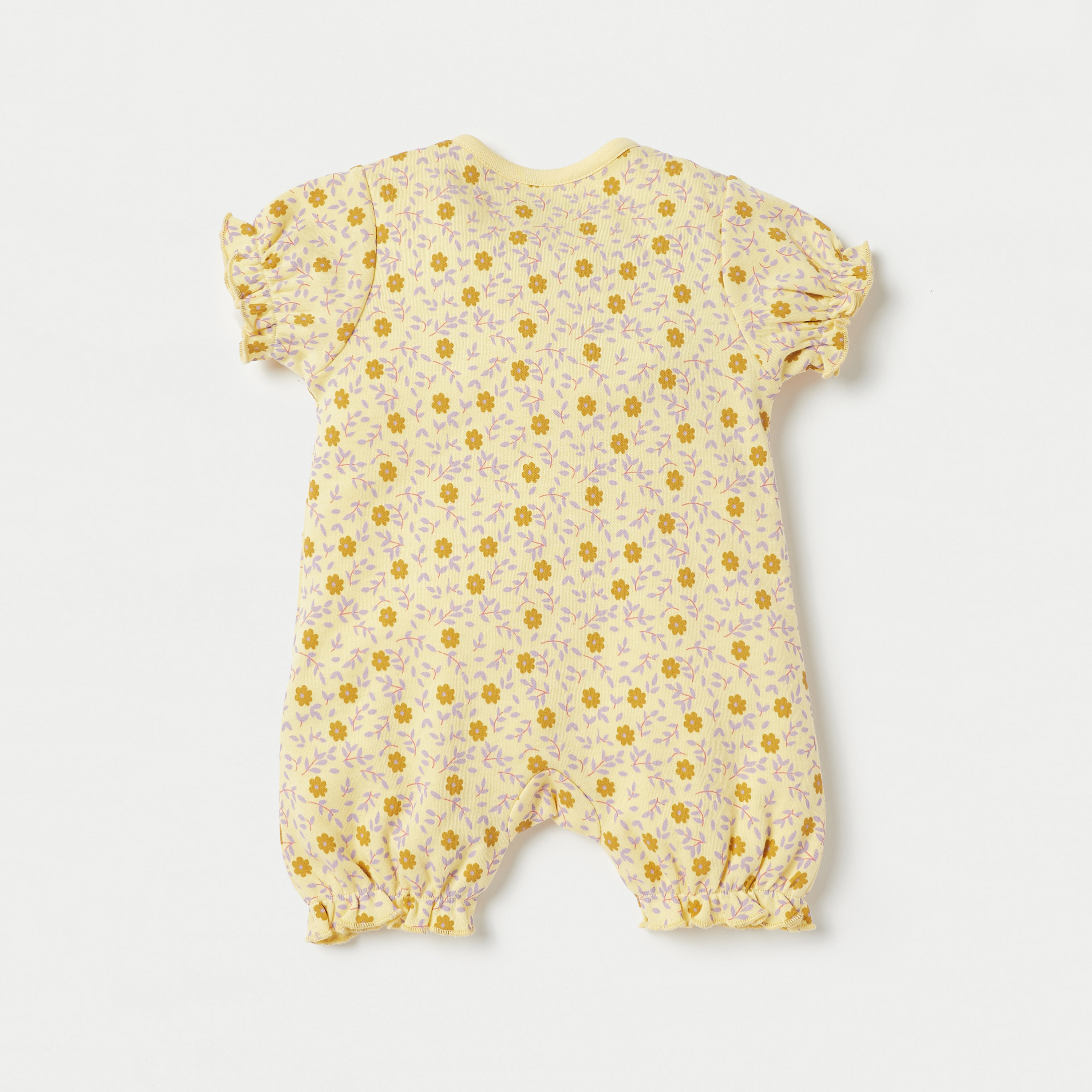 Juniors Floral Print Short Sleeves Romper with Button Closure-baby-girls-clothing-rompers-image-4