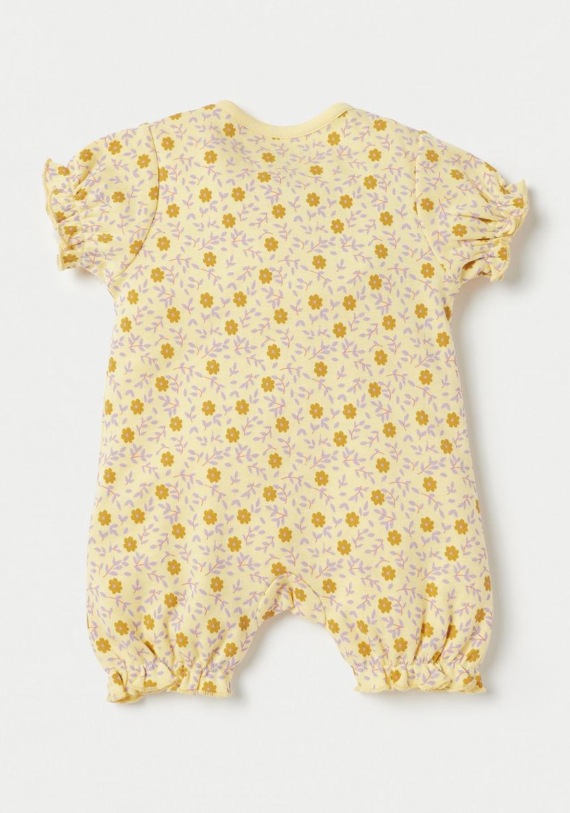 Juniors Floral Print Short Sleeves Romper with Button Closure-Rompers%2C Dungarees and Jumpsuits-image-3