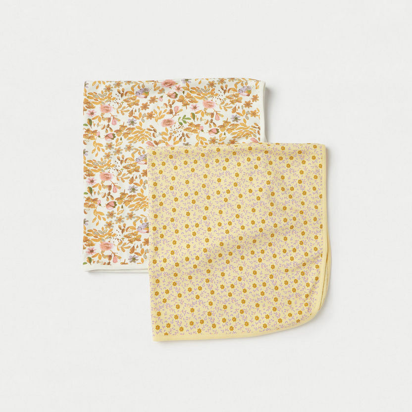 Juniors 2-Piece Floral Print Receiving Blanket Set - 70x70 cm-Receiving Blankets-image-0