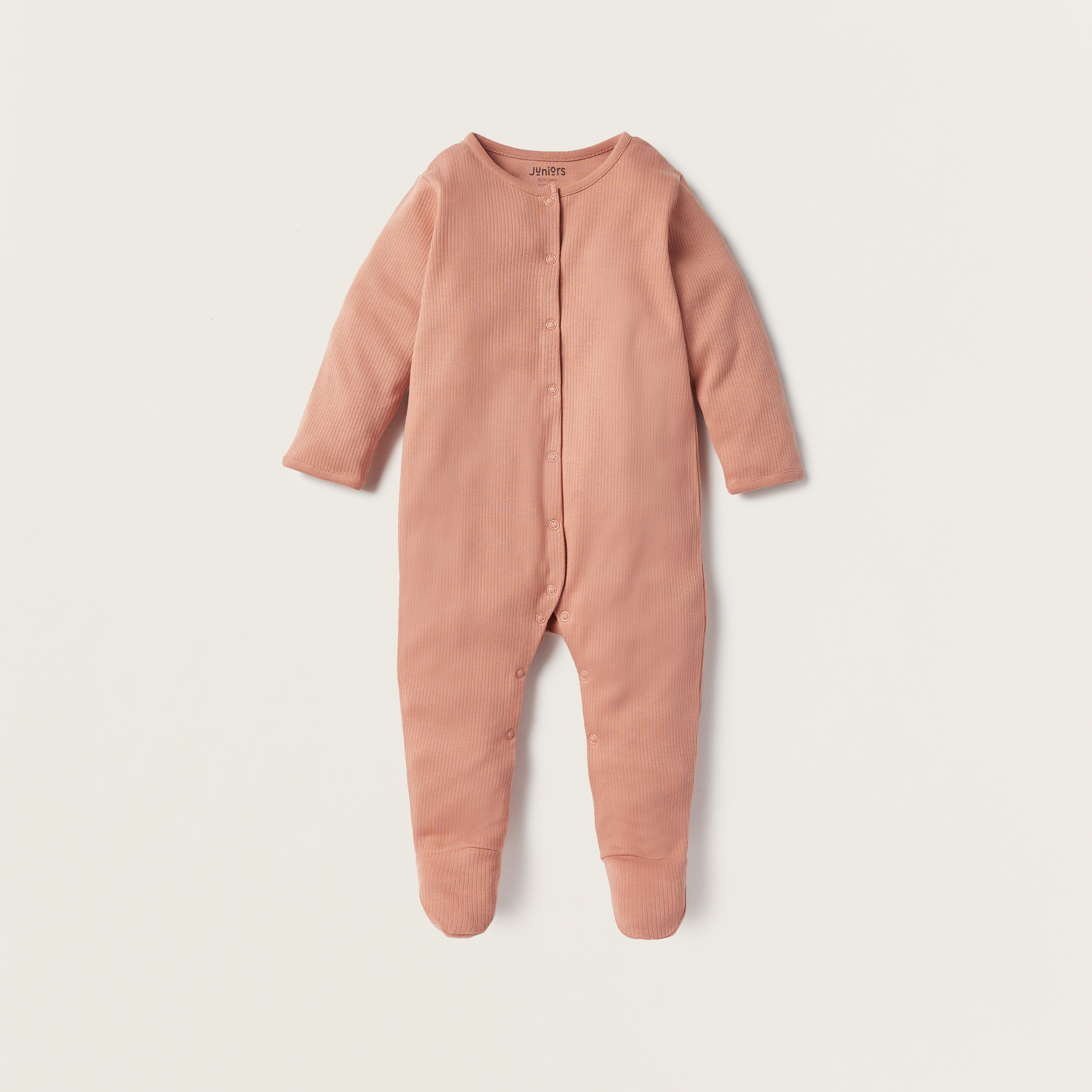 Juniors Solid Closed Feet Sleepsuit - Set of 2-baby-girls-clothing-nightwear-sleepsuits-image-3